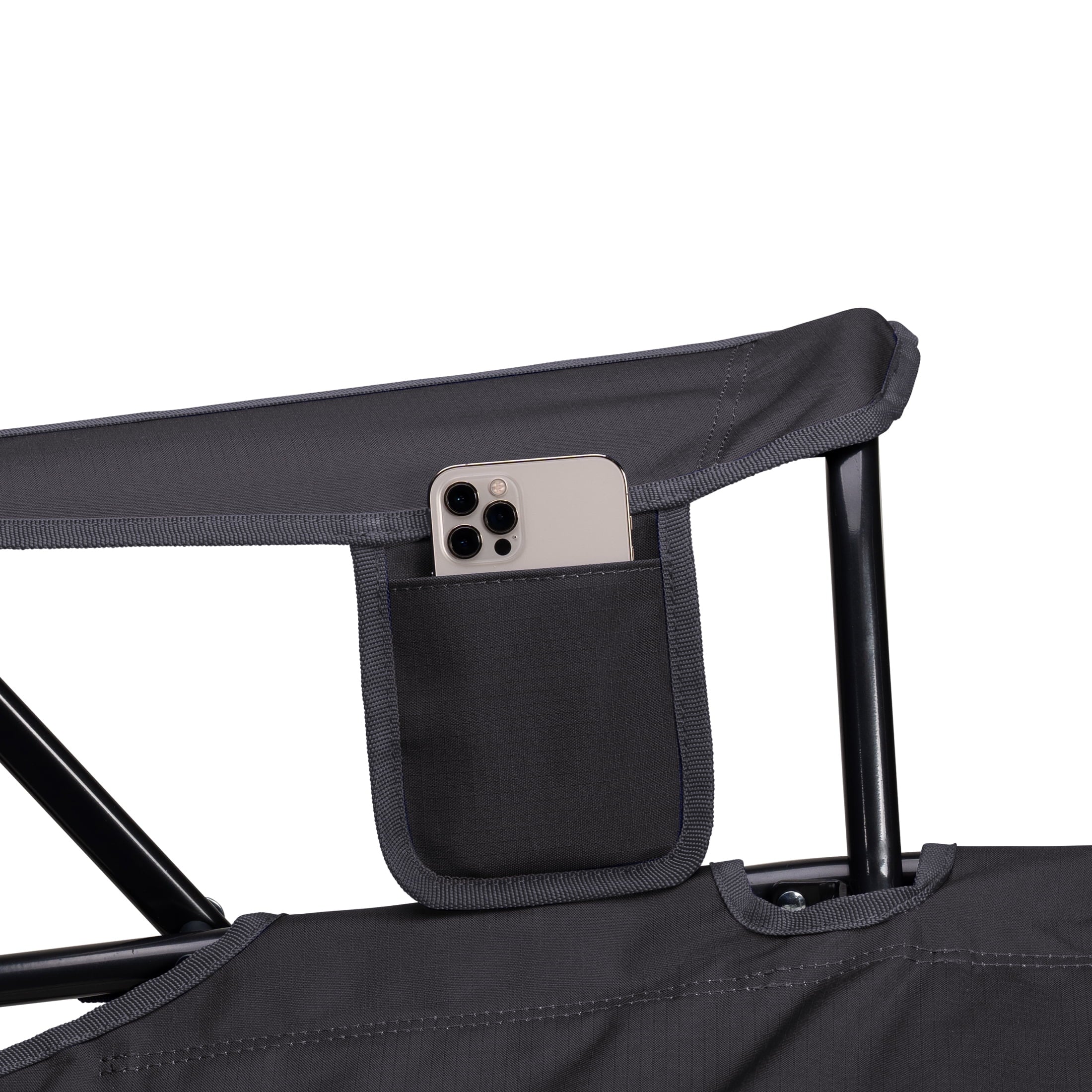 Comfort Pro Rocker Foldable Rocking Camp Chair with Solid Backrest, Dark Charcoal