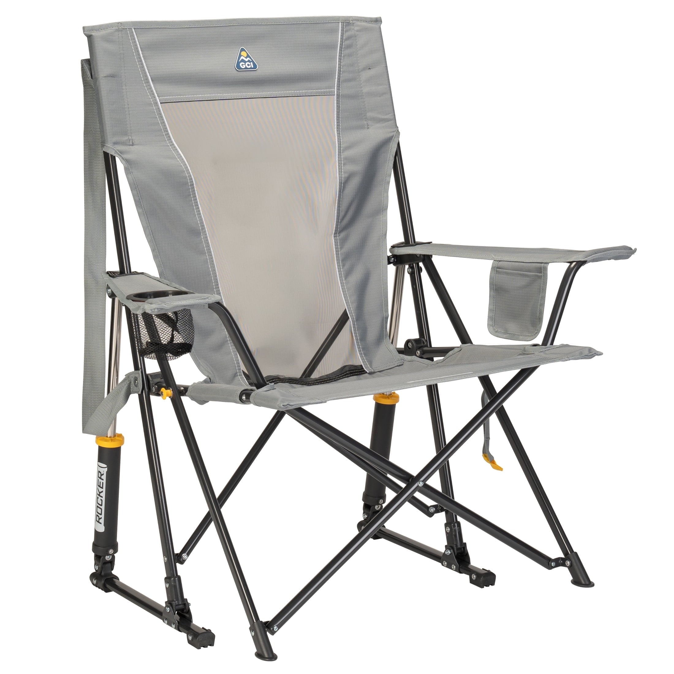 Comfort Pro Rocker Foldable Rocking Camp Chair with Solid Backrest, Dark Charcoal