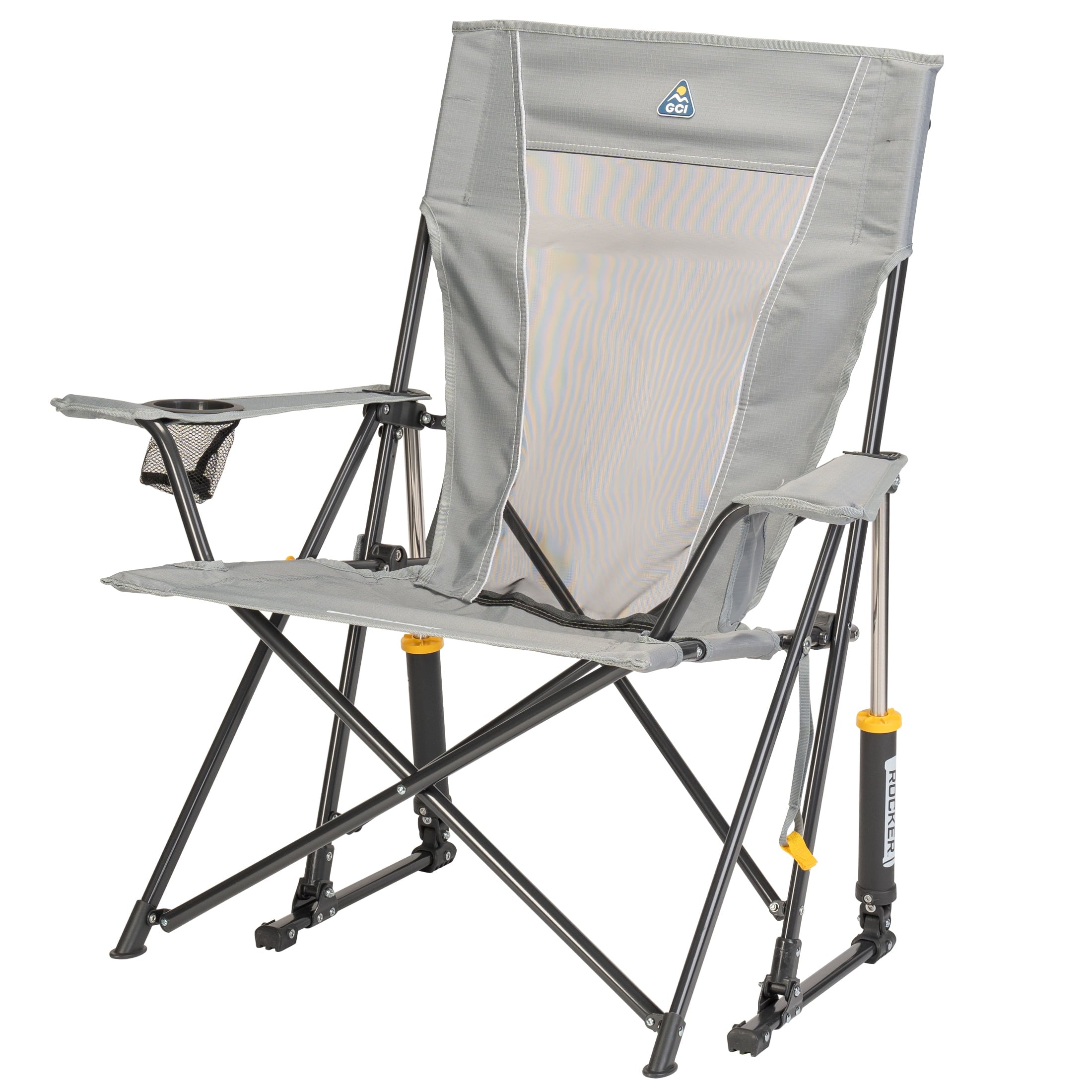 Comfort Pro Rocker Foldable Rocking Camp Chair with Solid Backrest, Dark Charcoal