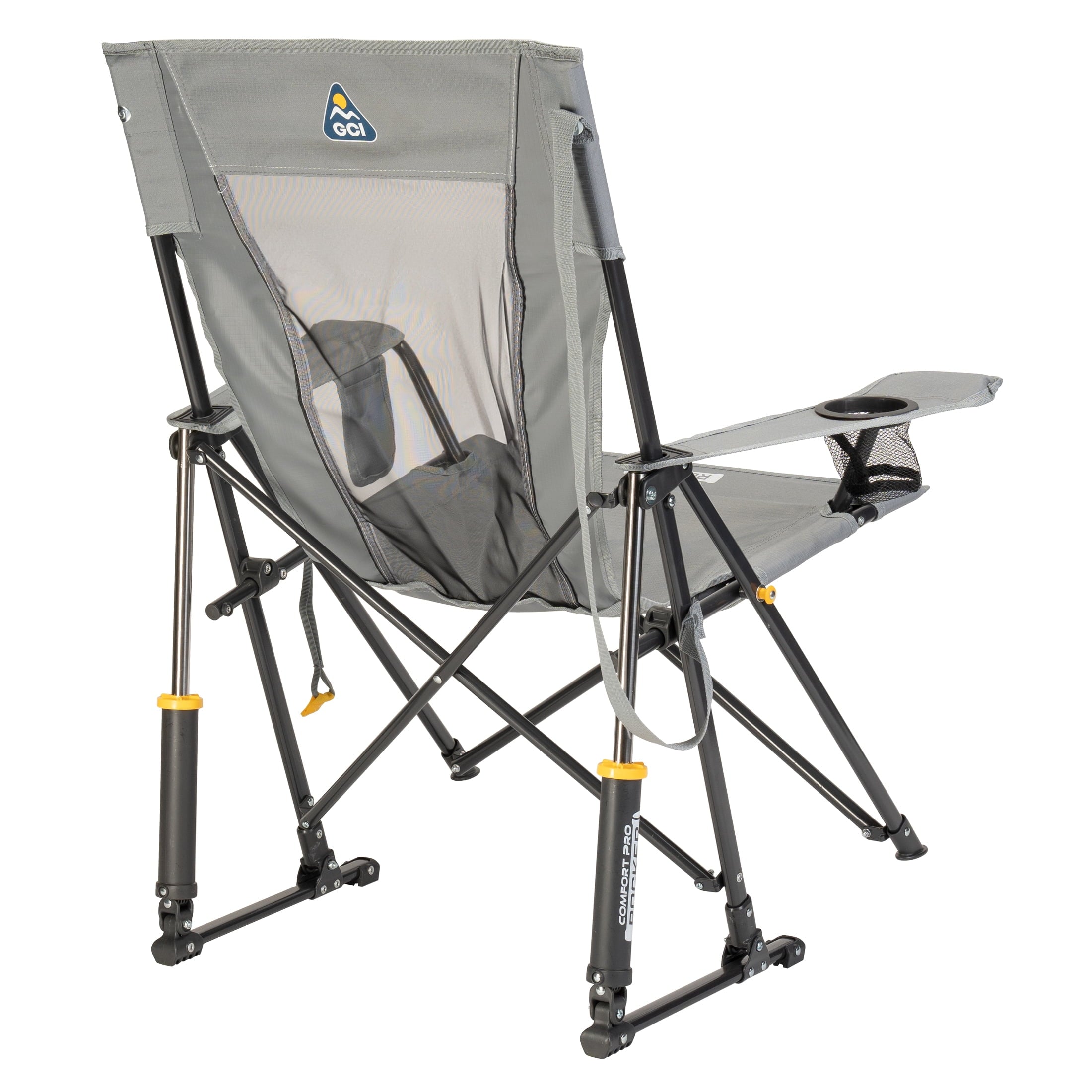 Comfort Pro Rocker Foldable Rocking Camp Chair with Solid Backrest, Dark Charcoal