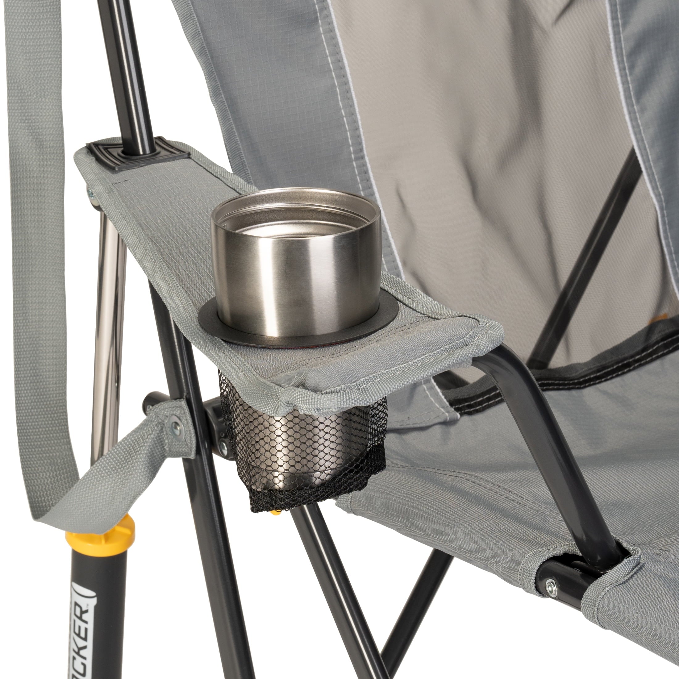 Comfort Pro Rocker Foldable Rocking Camp Chair with Solid Backrest, Dark Charcoal