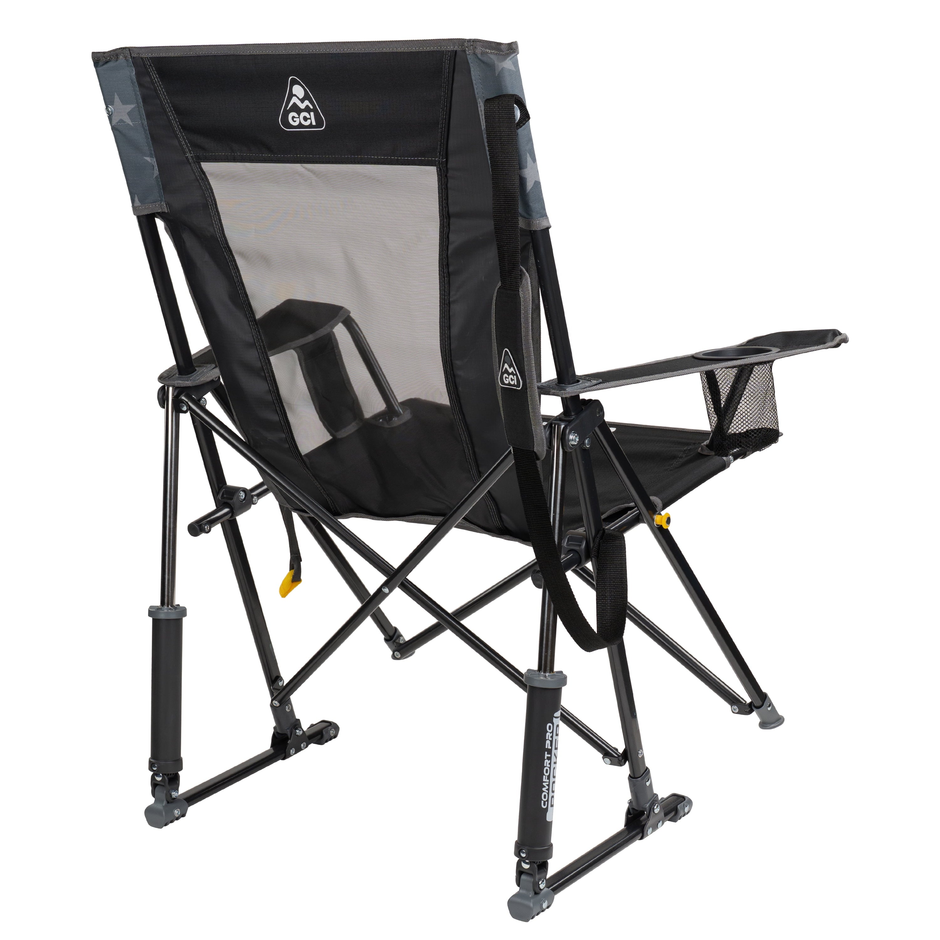 Comfort Pro Rocker Foldable Rocking Camp Chair with Solid Backrest, Dark Charcoal