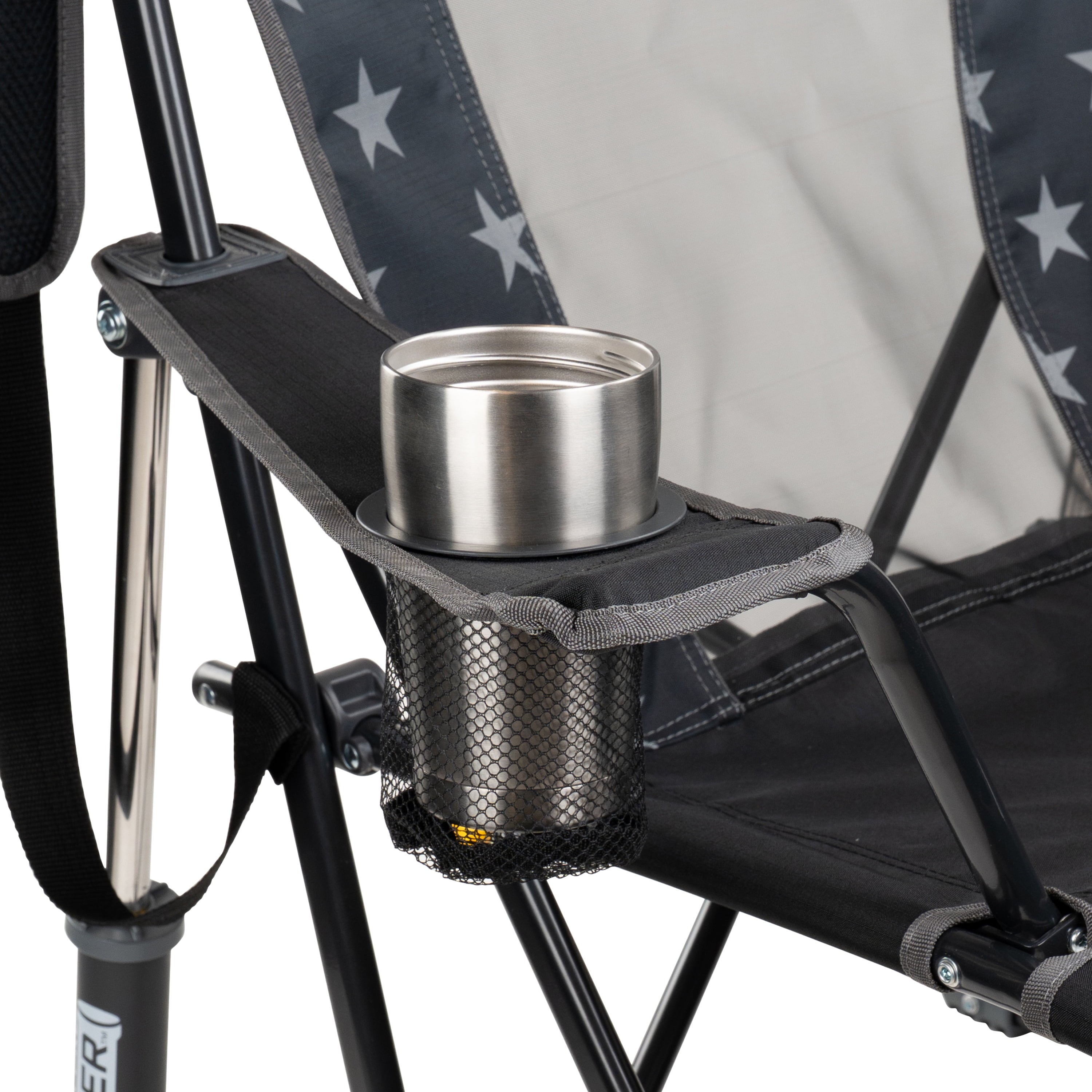 Comfort Pro Rocker Foldable Rocking Camp Chair with Solid Backrest, Dark Charcoal