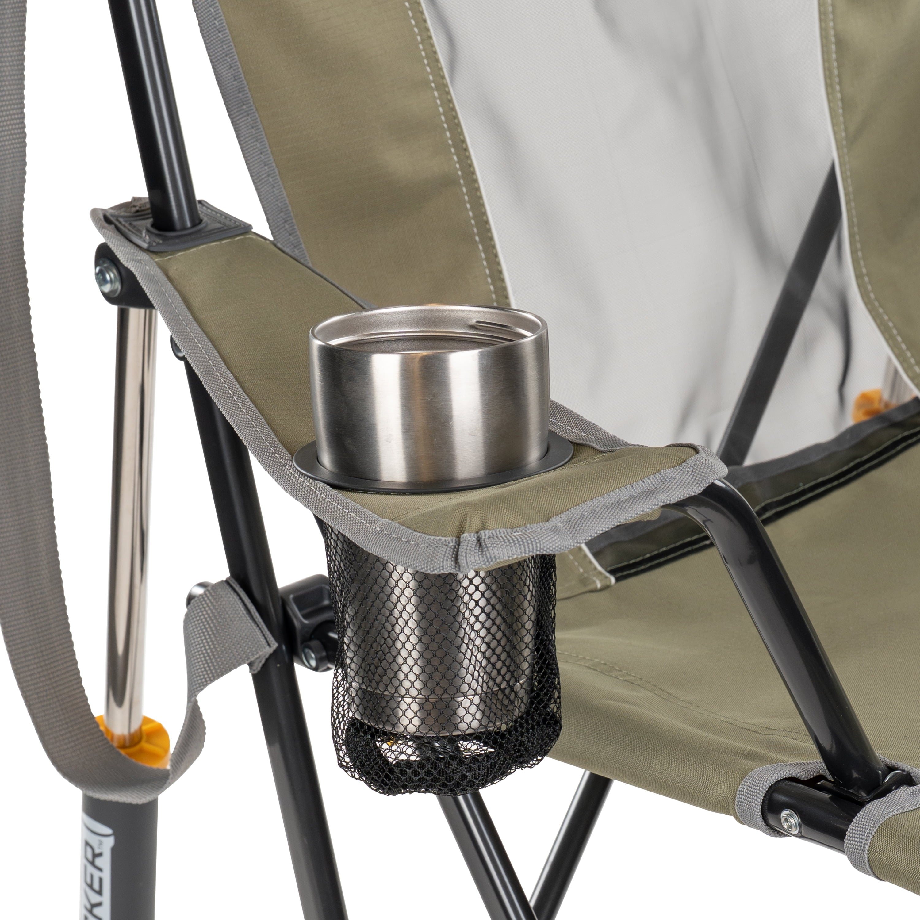 Comfort Pro Rocker Foldable Rocking Camp Chair with Solid Backrest, Dark Charcoal
