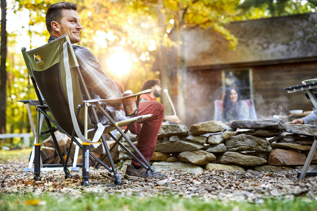 Comfort Pro Rocker Foldable Rocking Camp Chair with Solid Backrest, Dark Charcoal