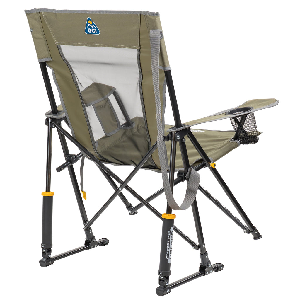 Comfort Pro Rocker Foldable Rocking Camp Chair with Solid Backrest, Dark Charcoal