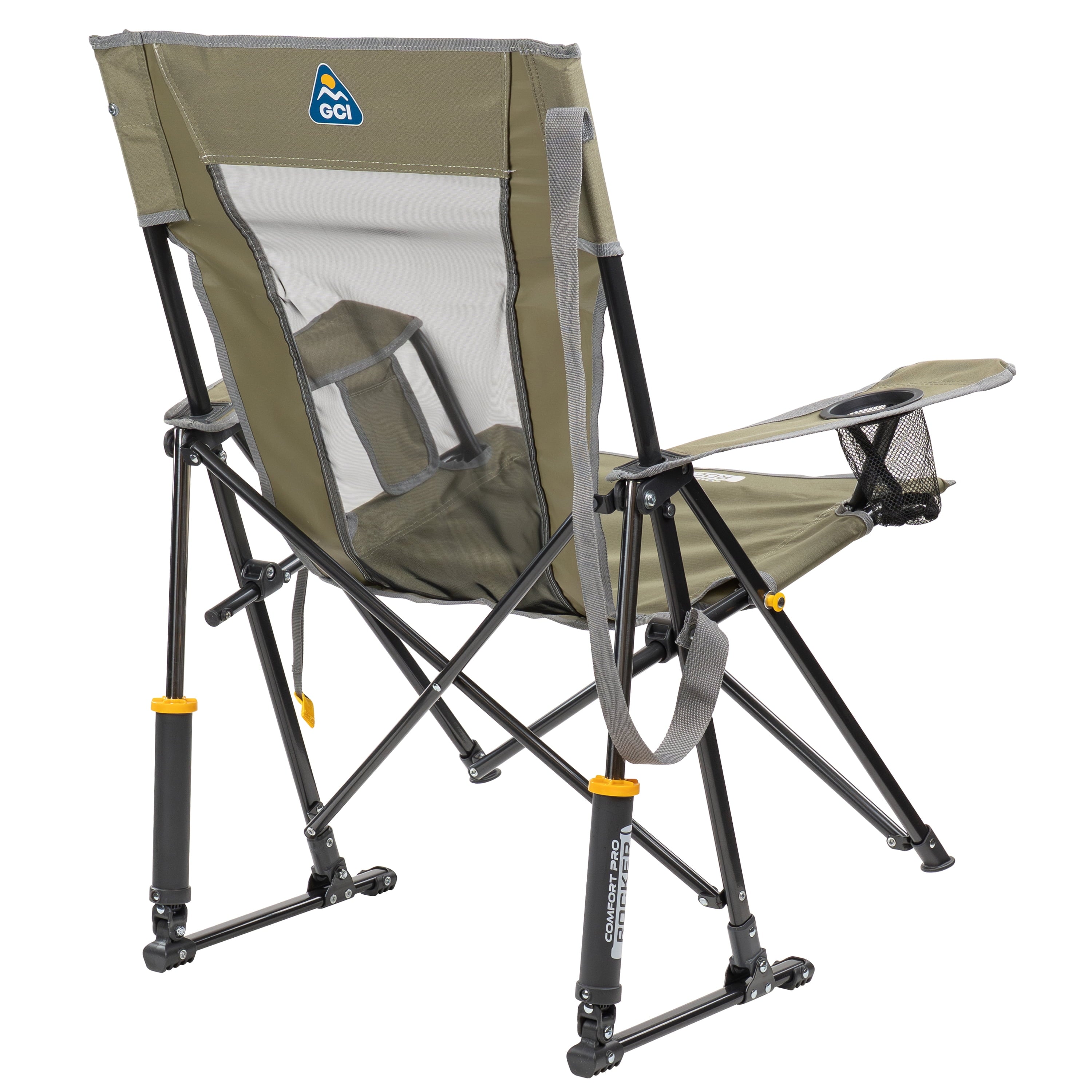 Comfort Pro Rocker Foldable Rocking Camp Chair with Solid Backrest, Dark Charcoal
