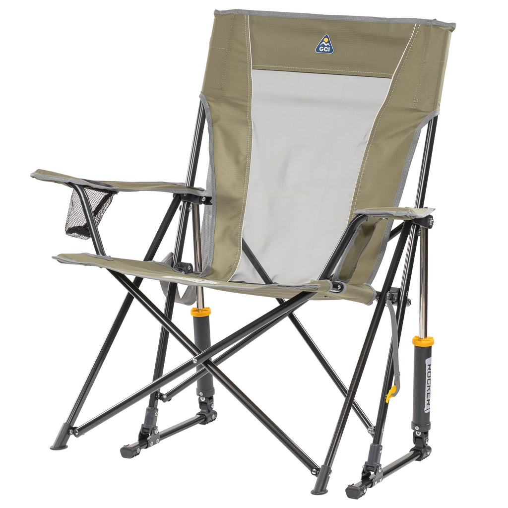 Comfort Pro Rocker Foldable Rocking Camp Chair with Solid Backrest, Dark Charcoal