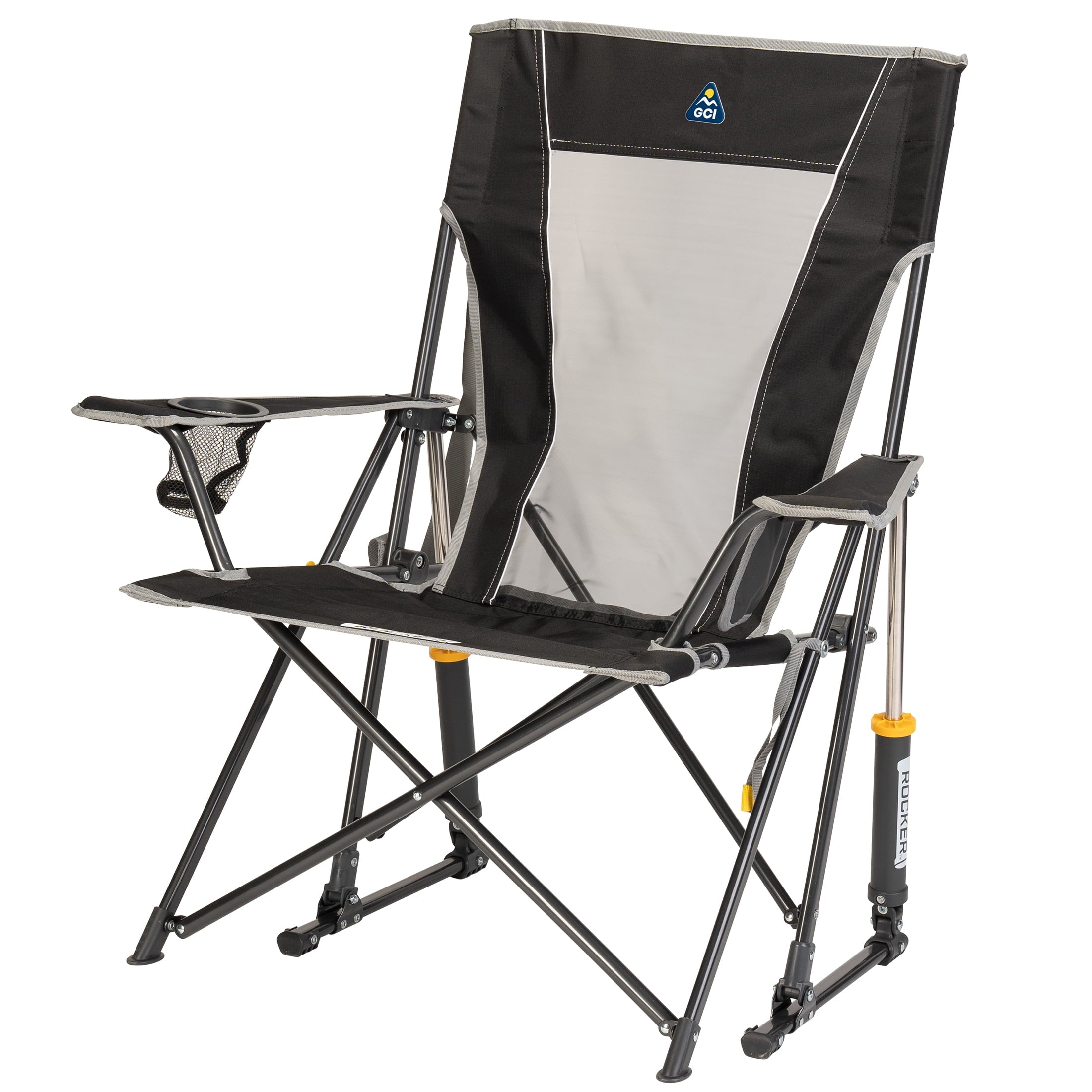 Comfort Pro Rocker Foldable Rocking Camp Chair with Solid Backrest, Dark Charcoal