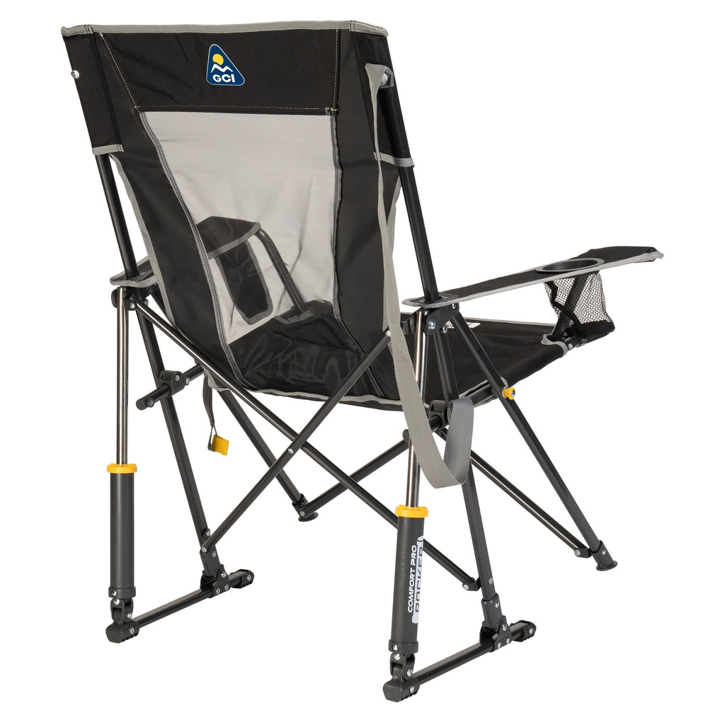 Comfort Pro Rocker Foldable Rocking Camp Chair with Solid Backrest, Dark Charcoal