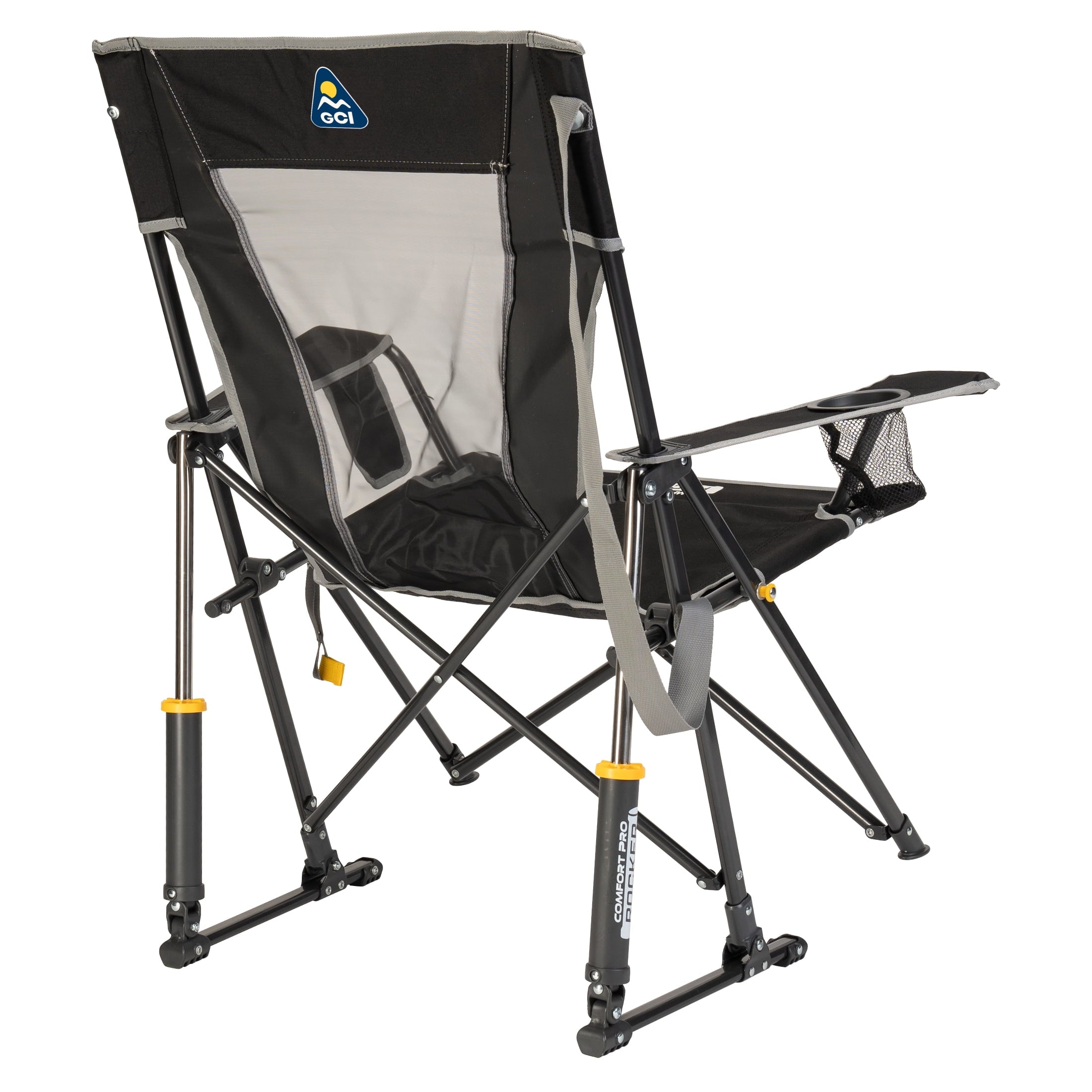Comfort Pro Rocker Foldable Rocking Camp Chair with Solid Backrest, Dark Charcoal