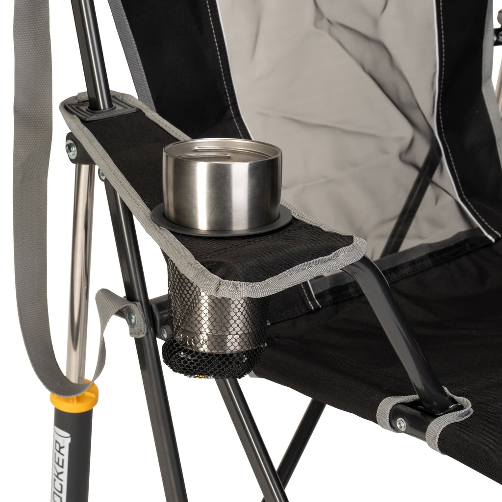 Comfort Pro Rocker Foldable Rocking Camp Chair with Solid Backrest, Dark Charcoal