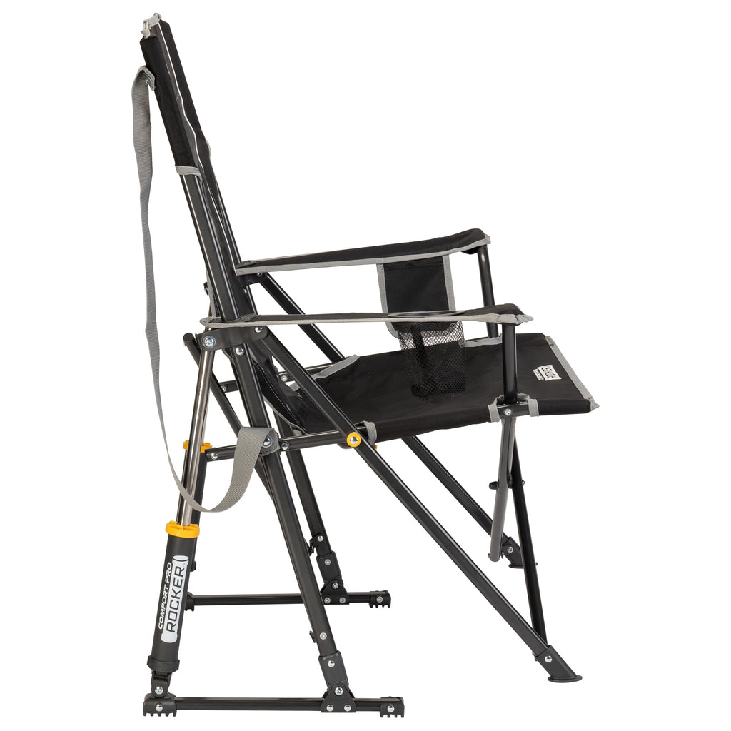Comfort Pro Rocker Foldable Rocking Camp Chair with Solid Backrest, Dark Charcoal