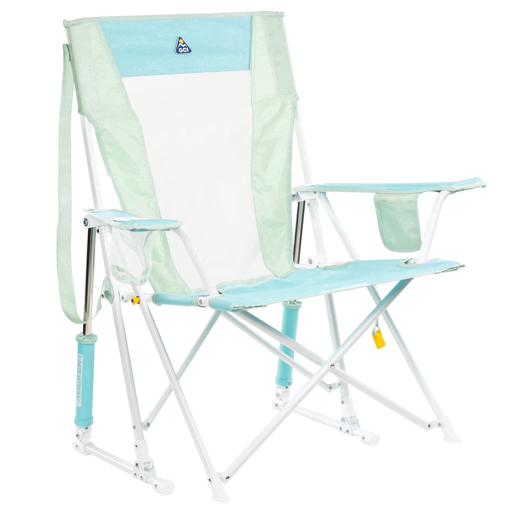 Comfort Pro Rocker Foldable Rocking Camp Chair with Solid Backrest, Dark Charcoal