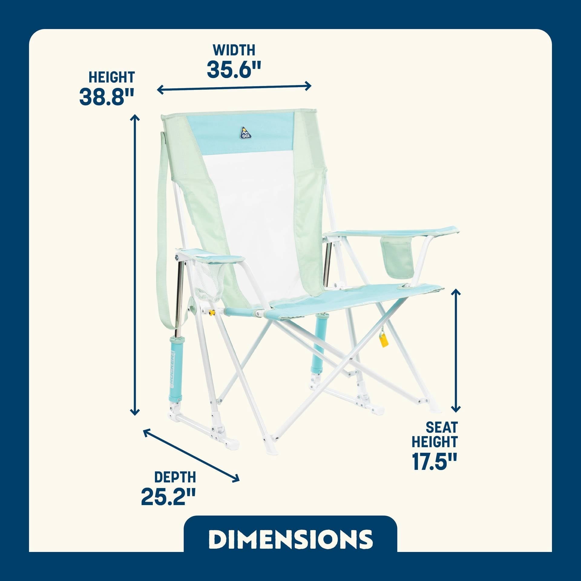 Comfort Pro Rocker Foldable Rocking Camp Chair with Solid Backrest, Dark Charcoal