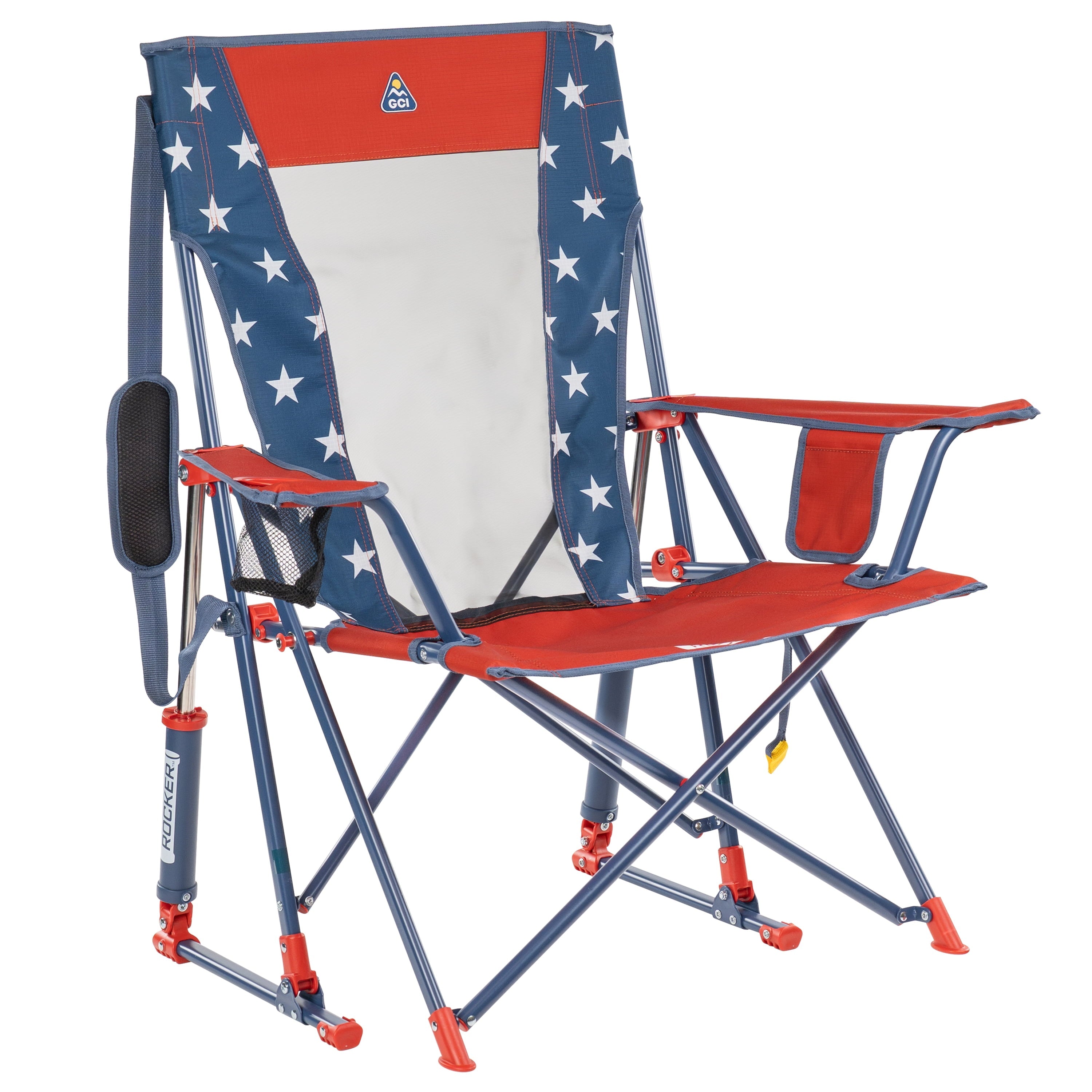 Comfort Pro Rocker Foldable Rocking Camp Chair with Solid Backrest, Dark Charcoal
