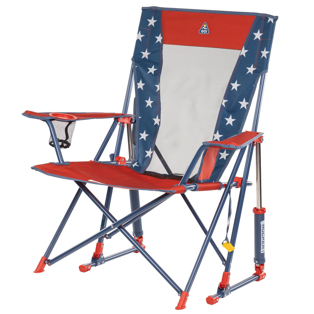 Comfort Pro Rocker Foldable Rocking Camp Chair with Solid Backrest, Dark Charcoal