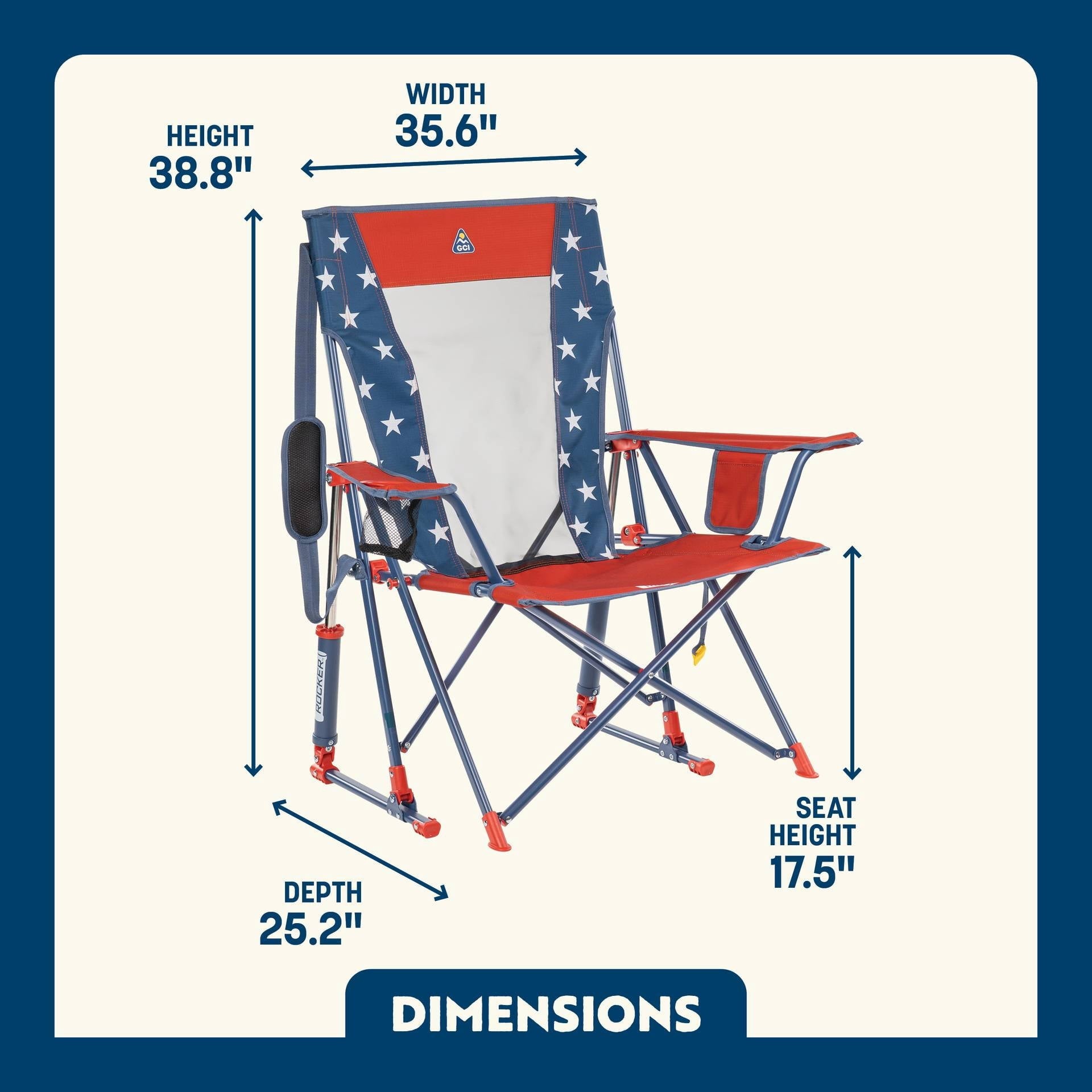 Comfort Pro Rocker Foldable Rocking Camp Chair with Solid Backrest, Dark Charcoal