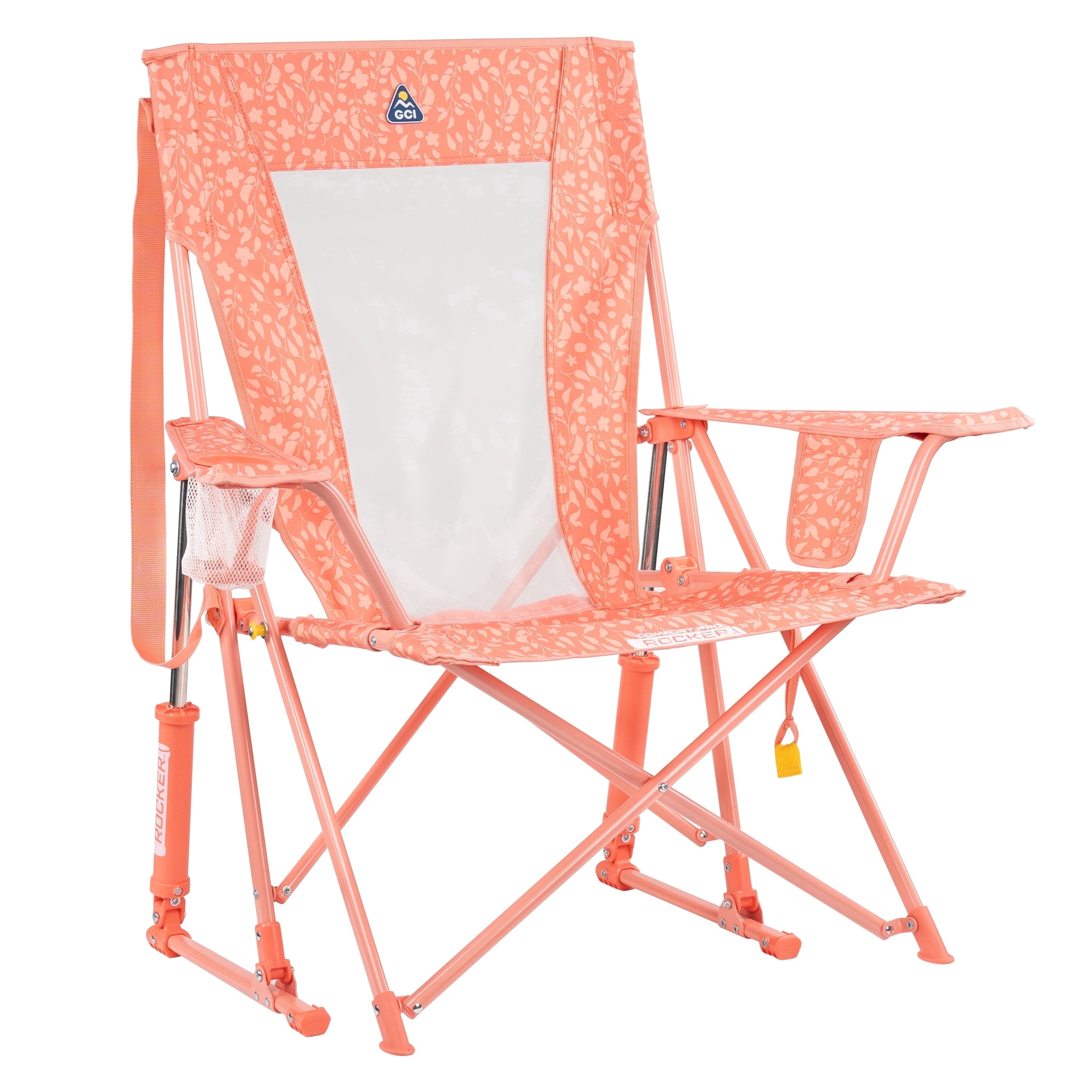 Comfort Pro Rocker Foldable Rocking Camp Chair with Solid Backrest, Dark Charcoal