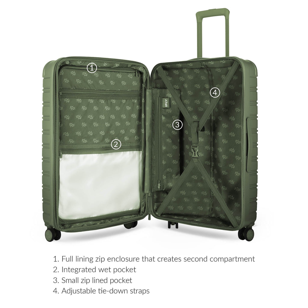 Hardside Fibertech 3.0 Matte 2 Piece Set, 20" Carry-on and 28" Checked Luggage, Olive