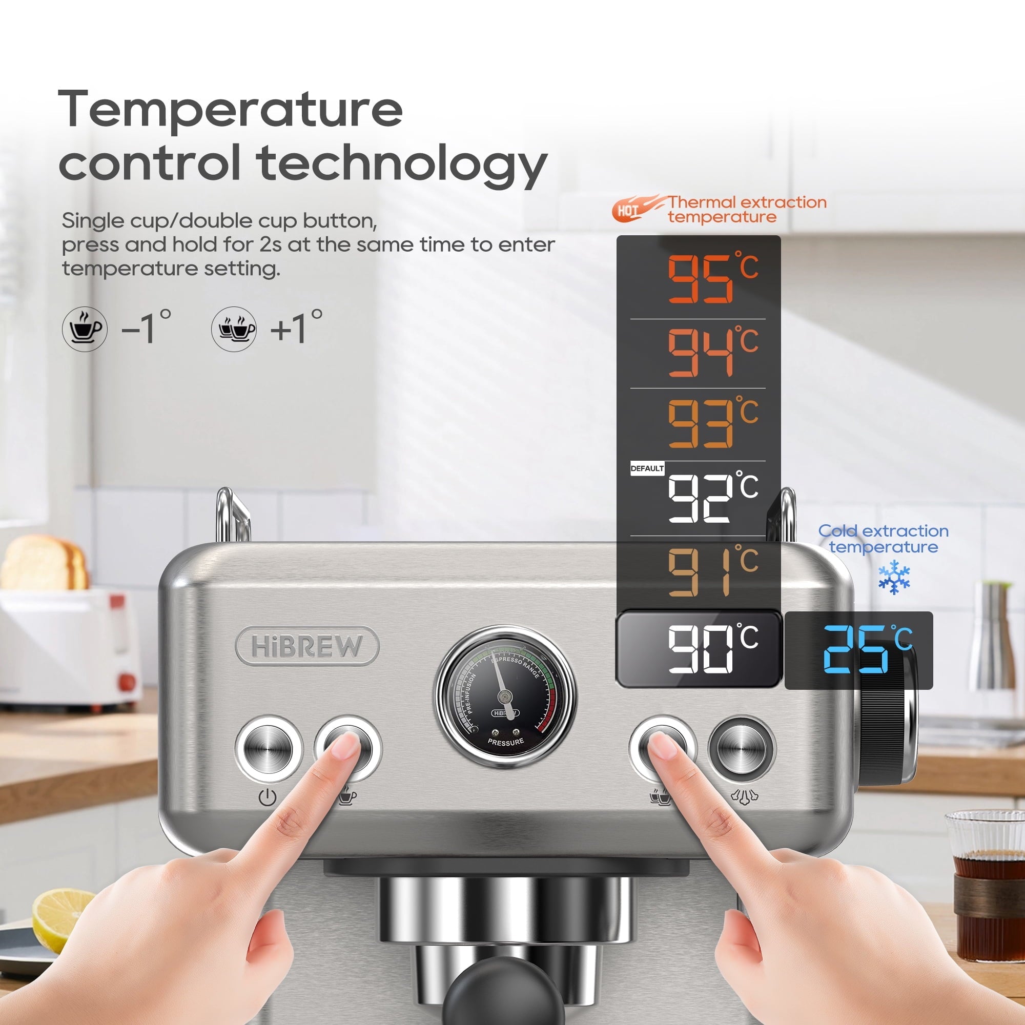 58mm Espresso Machine H10A, 20 Bar Coffee Maker with PID Temperature Control &amp;Steam Wand, Stainless Steel Coffee Machine for Home Use