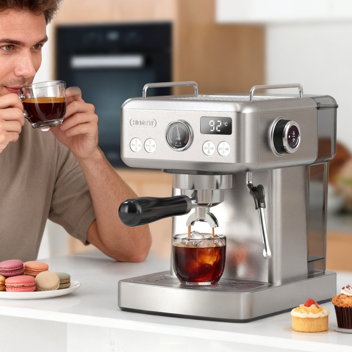 58mm Espresso Machine H10A, 20 Bar Coffee Maker with PID Temperature Control &amp;Steam Wand, Stainless Steel Coffee Machine for Home Use