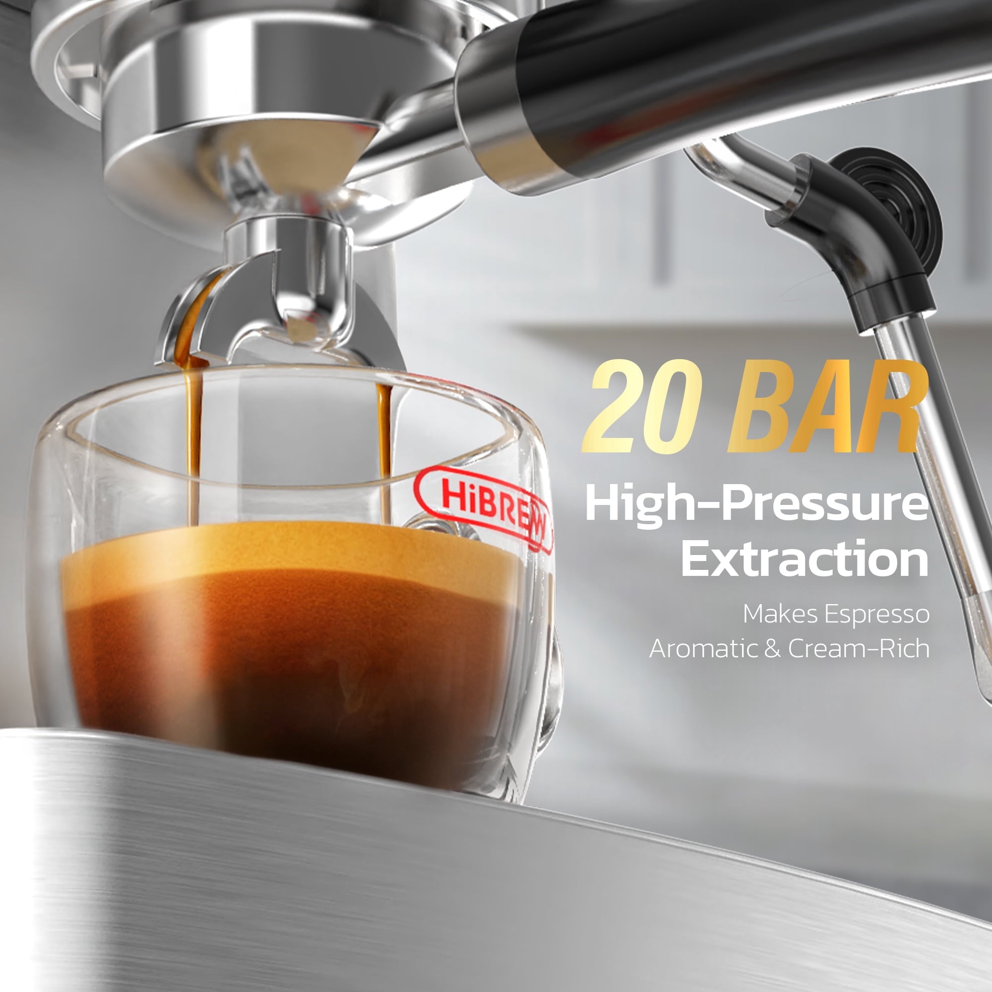 58mm Espresso Machine H10A, 20 Bar Coffee Maker with PID Temperature Control &amp;Steam Wand, Stainless Steel Coffee Machine for Home Use