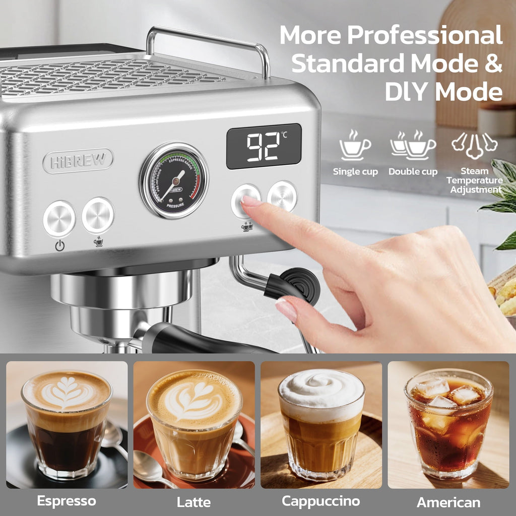 58mm Espresso Machine H10A, 20 Bar Coffee Maker with PID Temperature Control &amp;Steam Wand, Stainless Steel Coffee Machine for Home Use