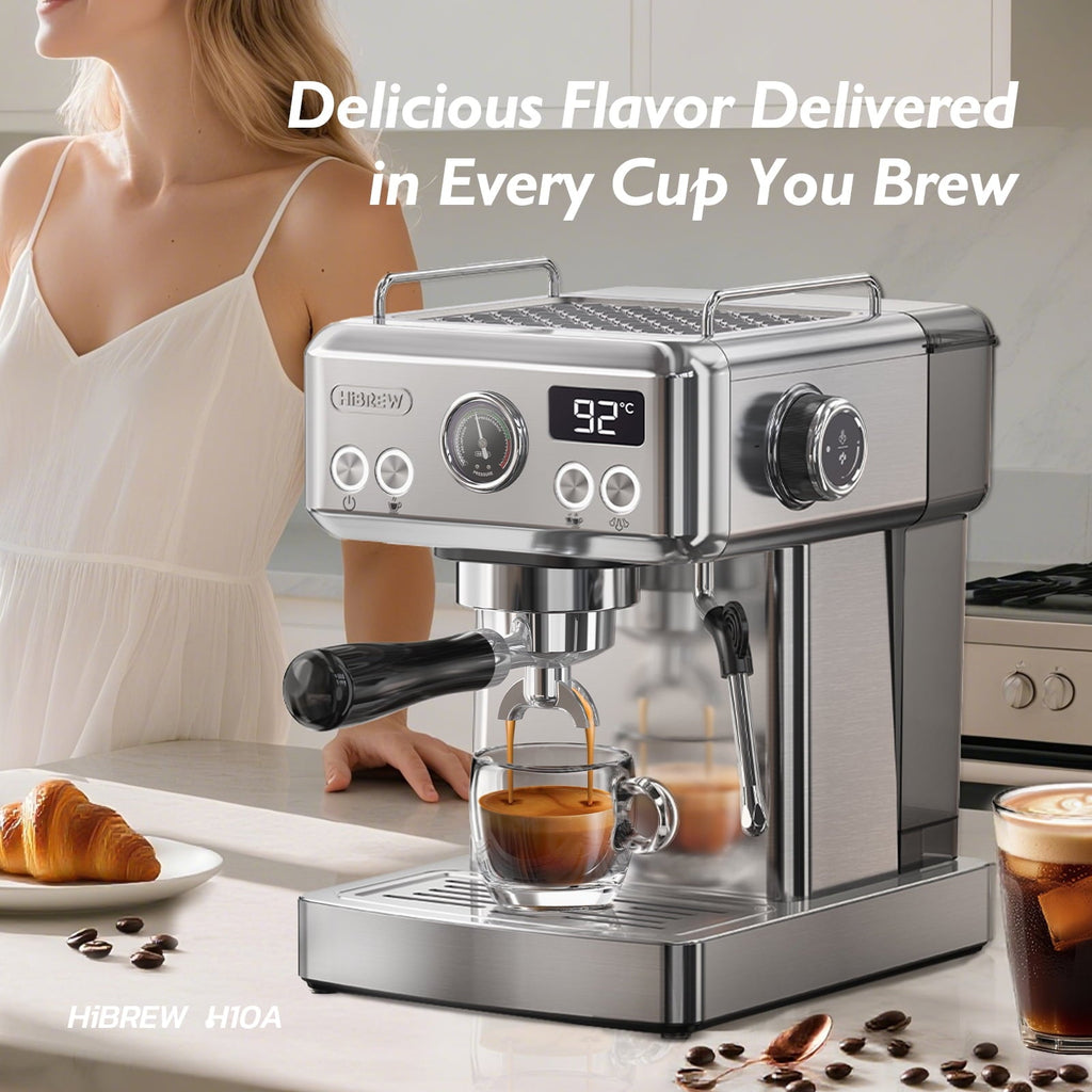 58mm Espresso Machine H10A, 20 Bar Coffee Maker with PID Temperature Control &amp;Steam Wand, Stainless Steel Coffee Machine for Home Use
