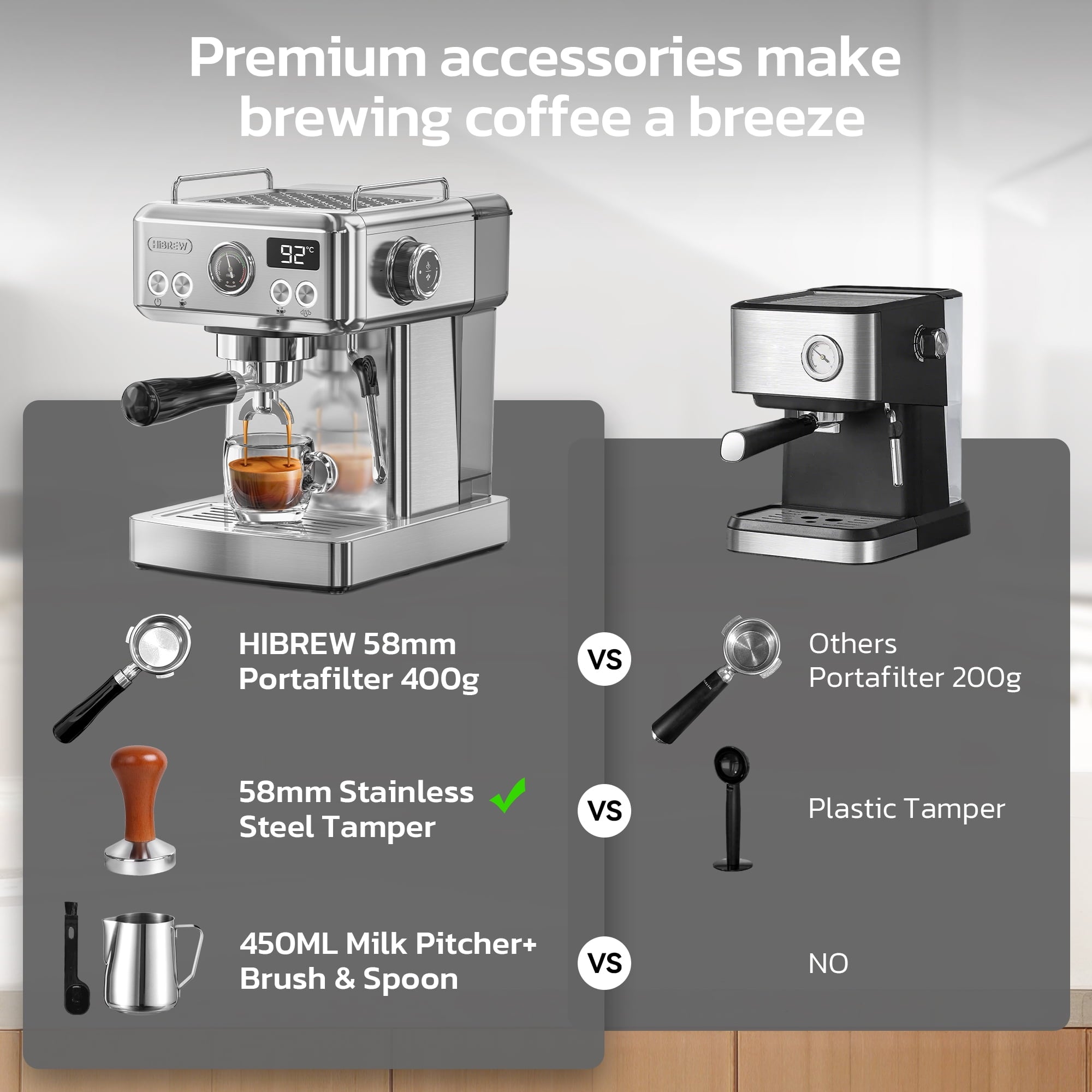 58mm Espresso Machine H10A, 20 Bar Coffee Maker with PID Temperature Control &amp;Steam Wand, Stainless Steel Coffee Machine for Home Use