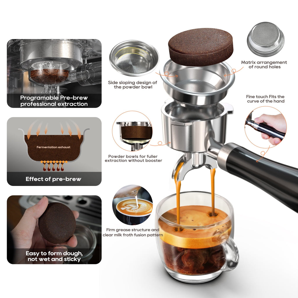 58mm Espresso Machine H10A, 20 Bar Coffee Maker with PID Temperature Control &amp;Steam Wand, Stainless Steel Coffee Machine for Home Use