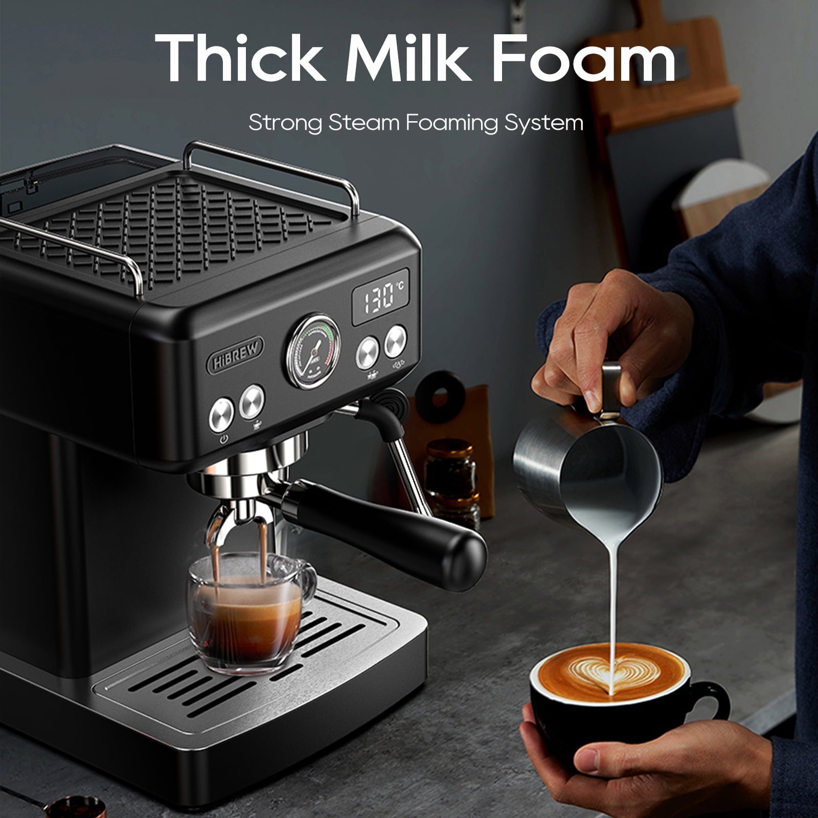 58mm Espresso Machine H10A, 20 Bar Coffee Maker with PID Temperature Control &amp;Steam Wand, Stainless Steel Coffee Machine for Home Use