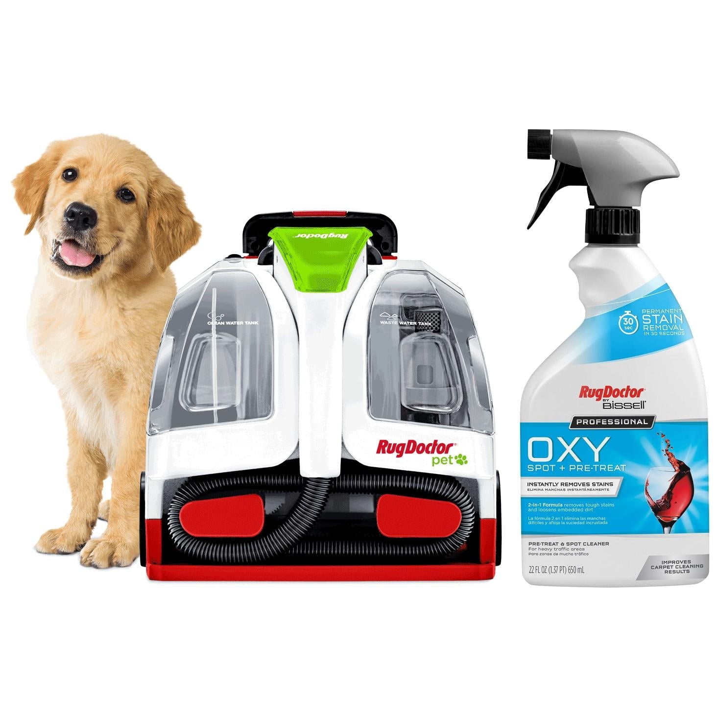 Pet Portable Spot Cleaner, 2X Suction Power*, Lightweight Pet Carpet Cleaner Machine, with 22 oz Oxy Spot + Pre Treat Formula Bundle