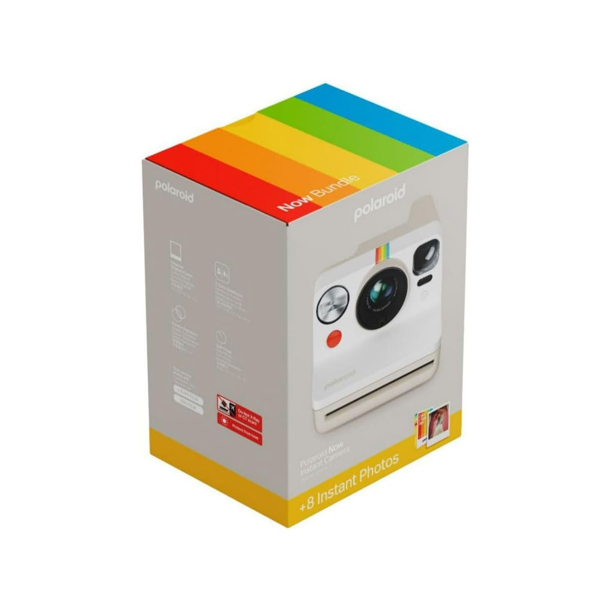 Now Generation 3 Analog Instant Camera with Two-Lens Autofocus System (White) and Color Film Bundle (8 Photos)