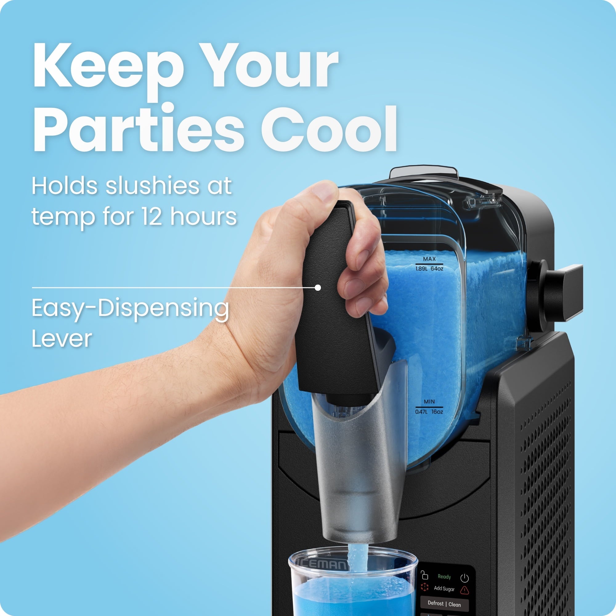 Slush-Ease MAX 90oz Slushy Maker with Touch Controls and 5 Functions – Black