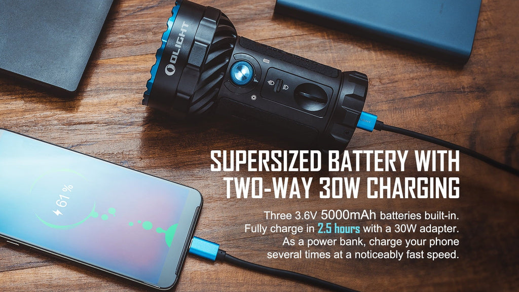 Marauder Mini 7000 Lumen Rechargeable Flashlight with Spot, Flood and RGB lights with Organizer