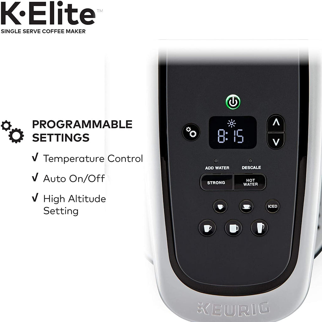 K-Elite Single Serve K-Cup Pod Coffee Maker, with Strong Temperature Control, Iced Coffee Capability, 12oz Brew Size, Programmable, Brushed Slate