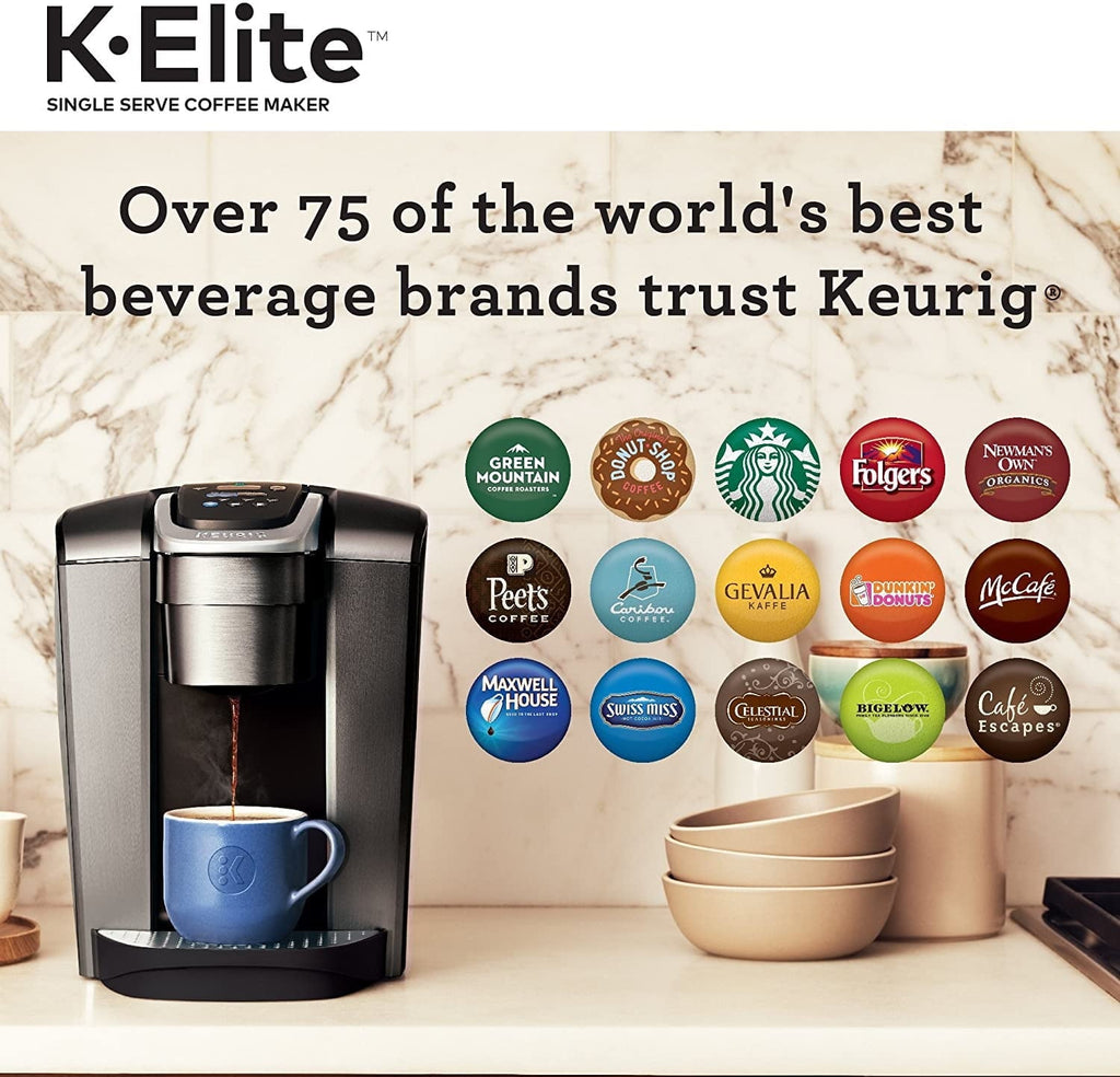K-Elite Single Serve K-Cup Pod Coffee Maker, with Strong Temperature Control, Iced Coffee Capability, 12oz Brew Size, Programmable, Brushed Slate