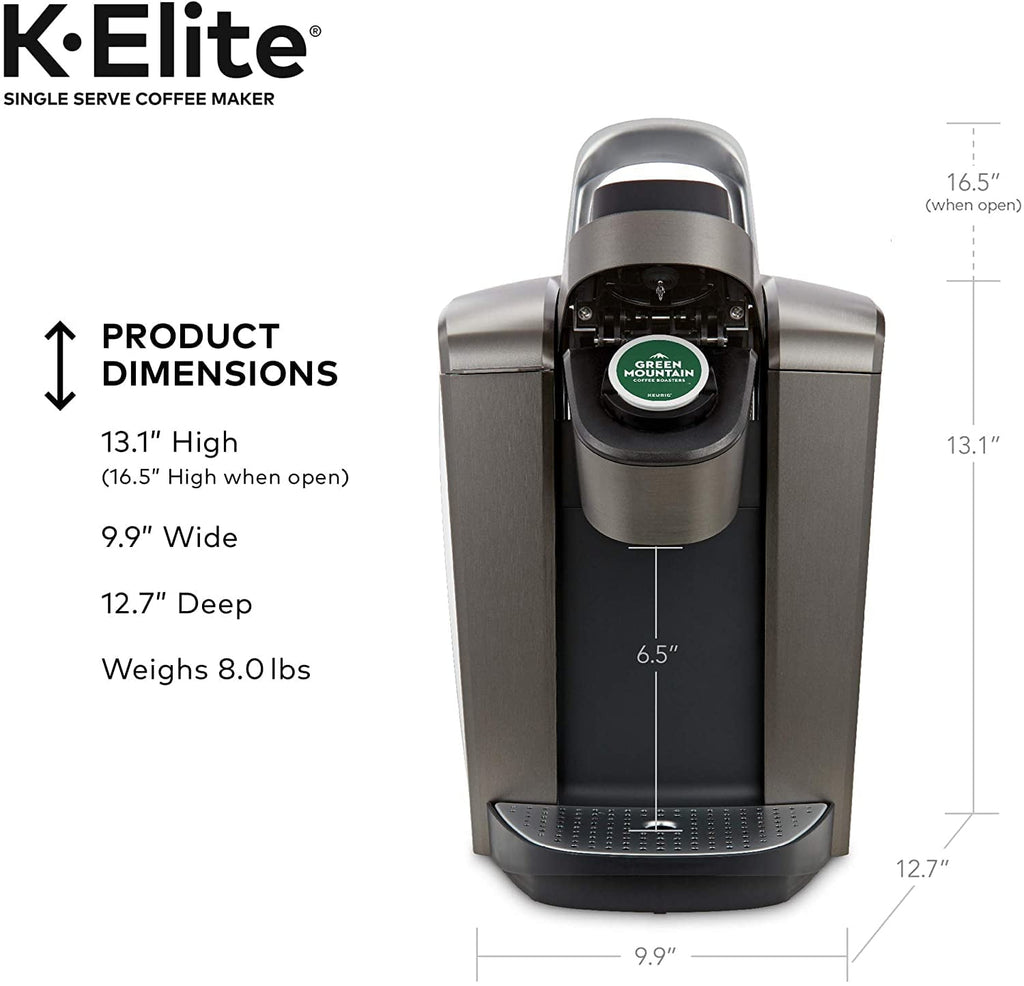 K-Elite Single Serve K-Cup Pod Coffee Maker, with Strong Temperature Control, Iced Coffee Capability, 12oz Brew Size, Programmable, Brushed Slate