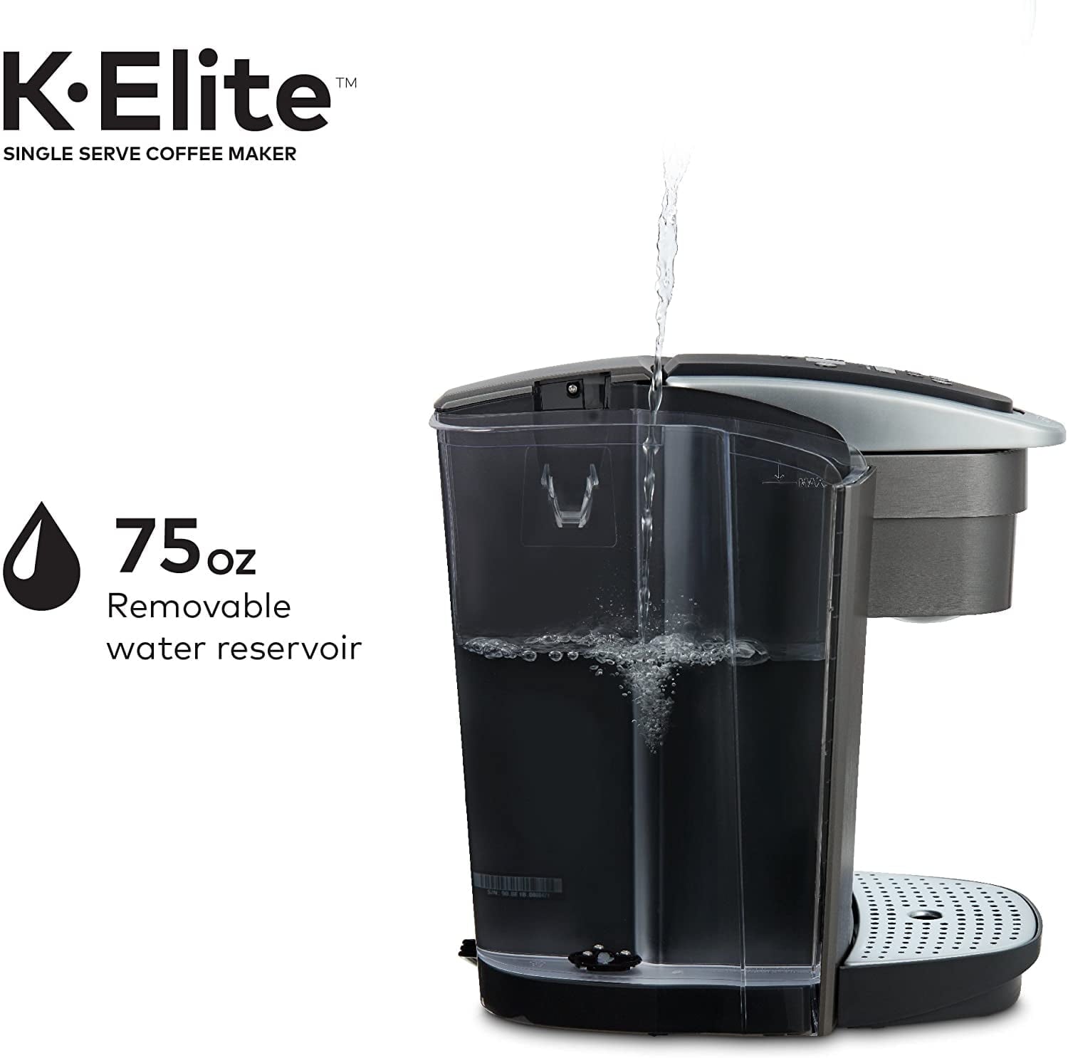 K-Elite Single Serve K-Cup Pod Coffee Maker, with Strong Temperature Control, Iced Coffee Capability, 12oz Brew Size, Programmable, Brushed Slate