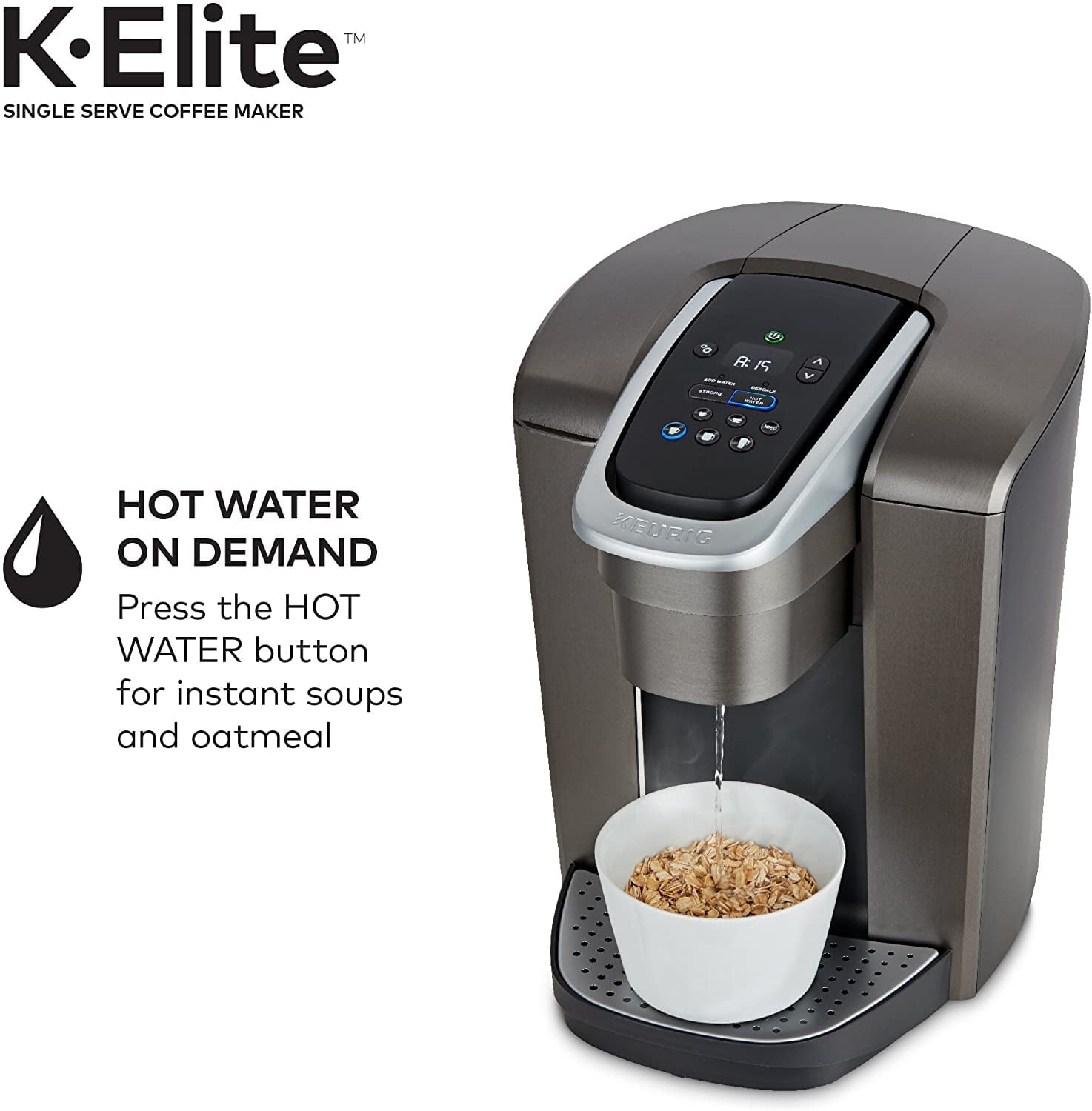 K-Elite Single Serve K-Cup Pod Coffee Maker, with Strong Temperature Control, Iced Coffee Capability, 12oz Brew Size, Programmable, Brushed Slate