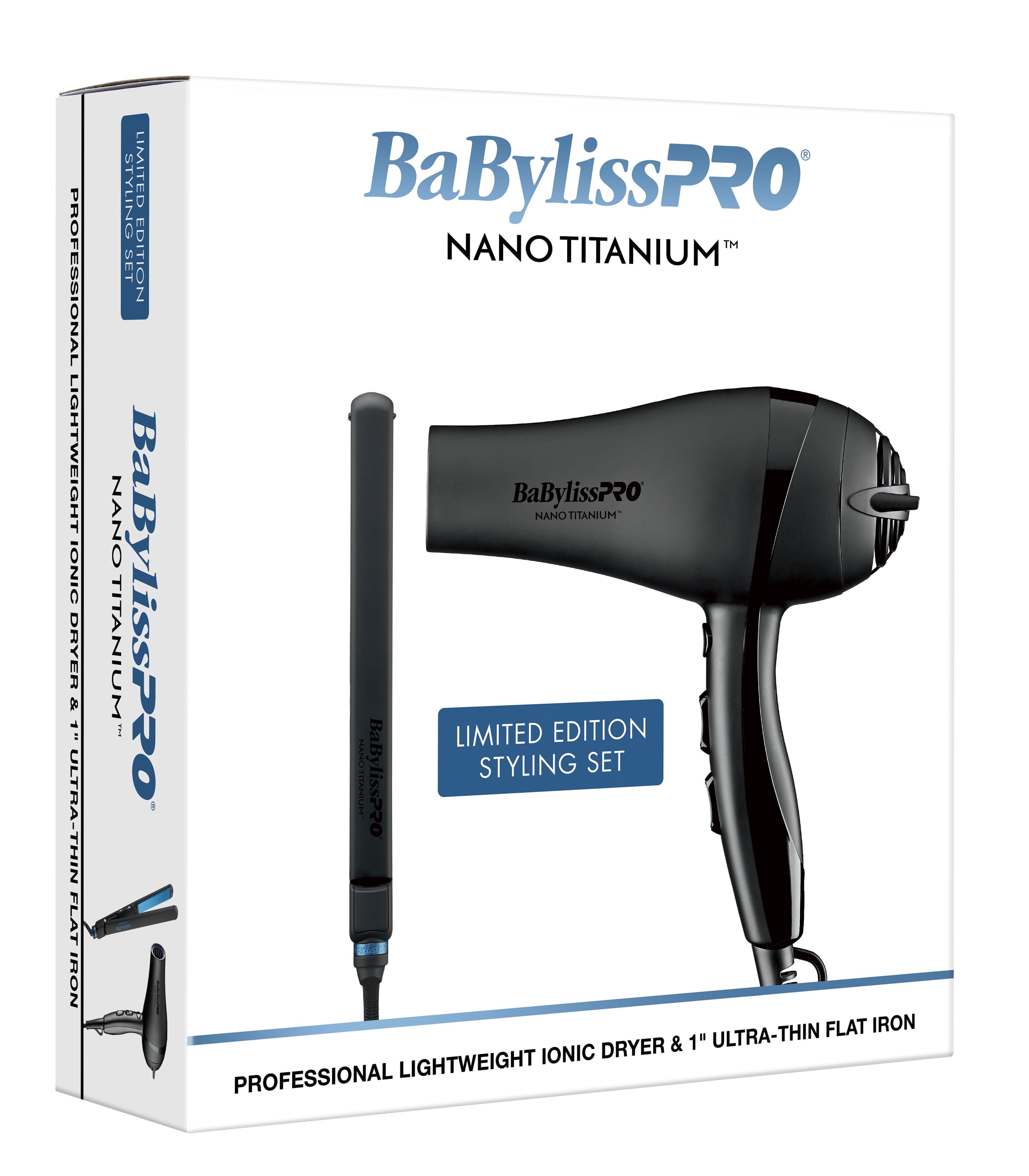 Nano Titanium Limited Edition 1" Ultra-Thin Flat Iron &amp; Professional Lightweight Ionic Dryer Prepack