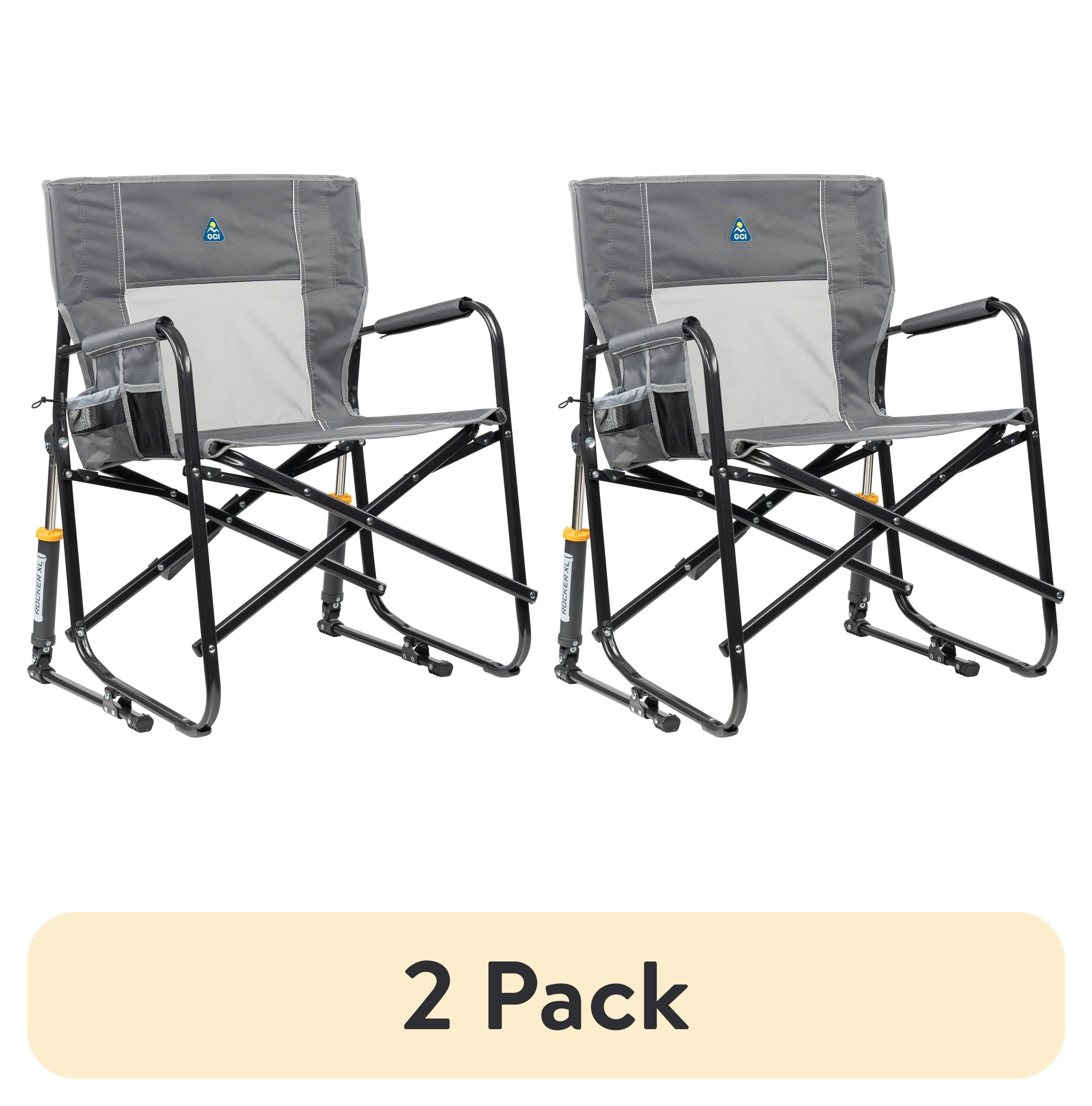 (2 pack) Freestyle Rocker XL Oversized Foldable Rocking Camp Chair, Pewter