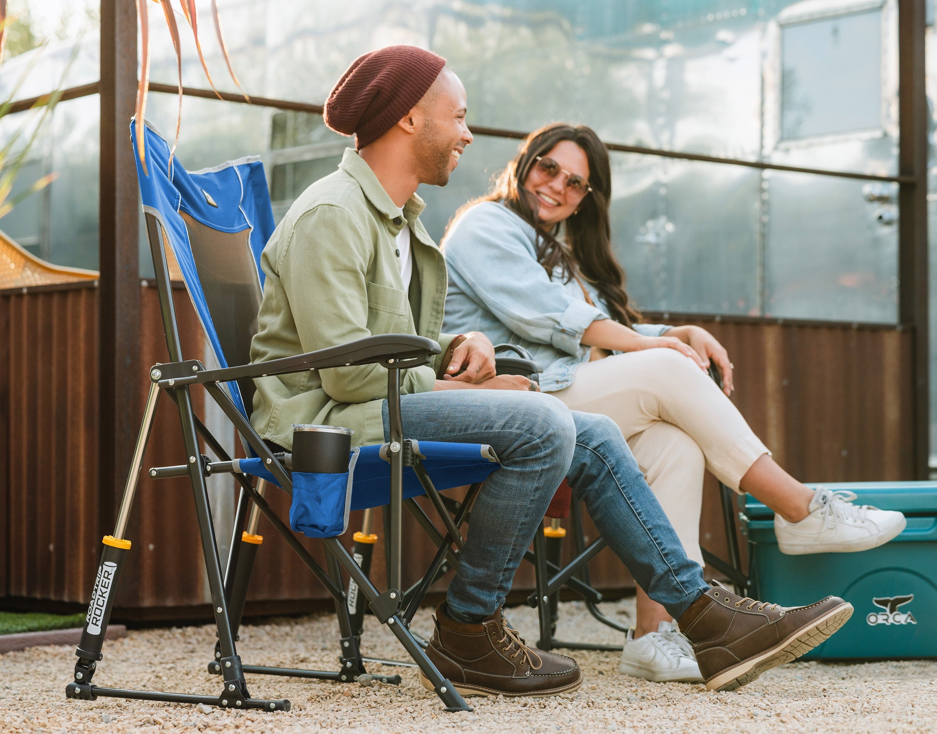 RoadTrip Rocker Foldable Rocking Camp Chair, Blue