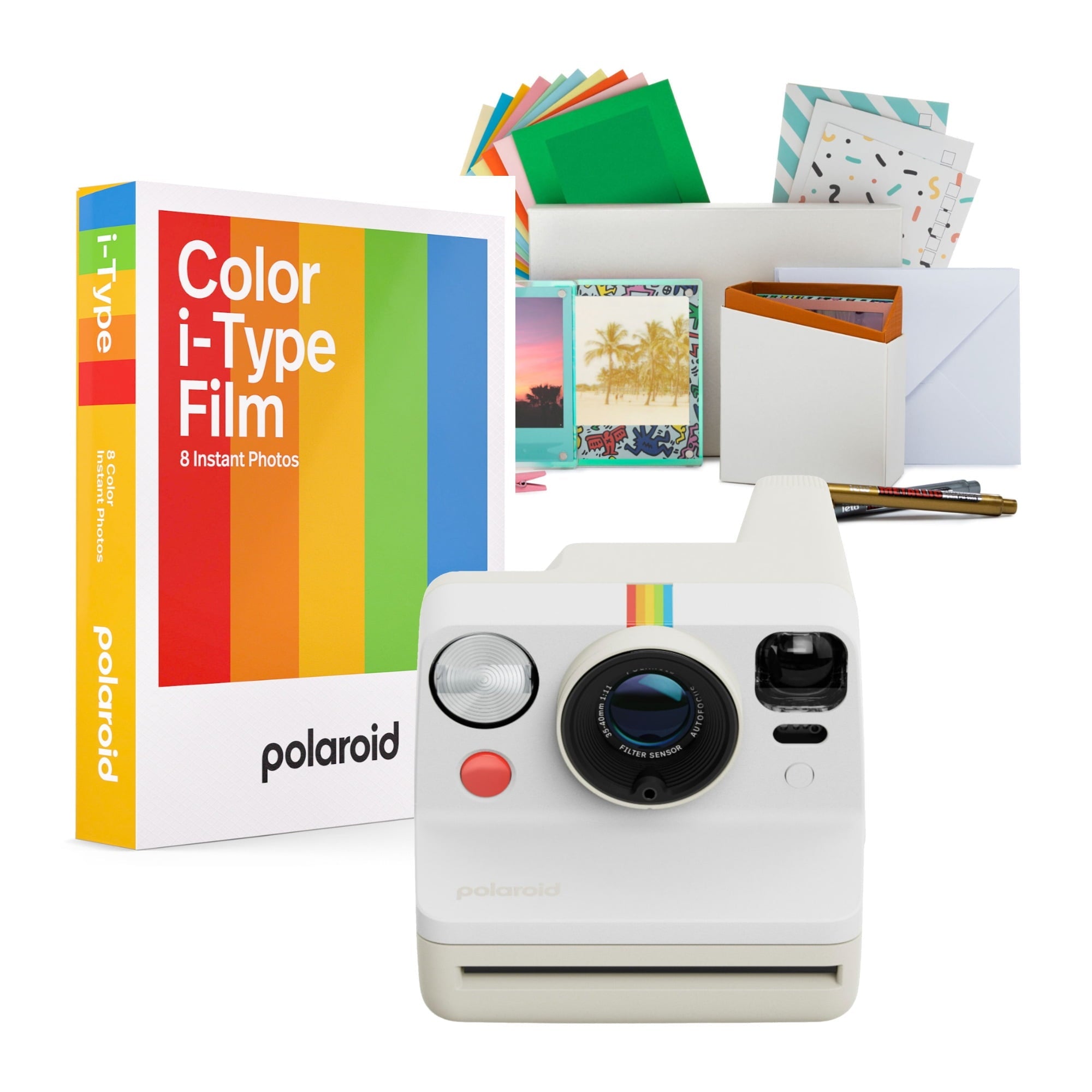 Now Generation 3 Analog Instant Camera and Focus Film Kit (Pebble White) Bundle