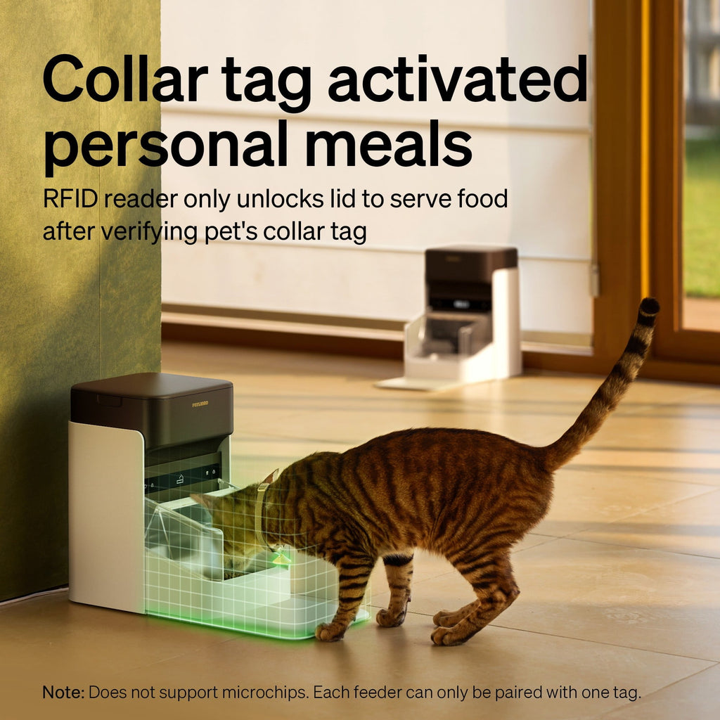 One RFID Smart Automatic Cat Feeder, 5G Wi-Fi Smart Pet Feeder with Collar Tag, 3L Auto Cat Food Dispenser with App Control, 1–10 Meals per Day, Bundle of 2