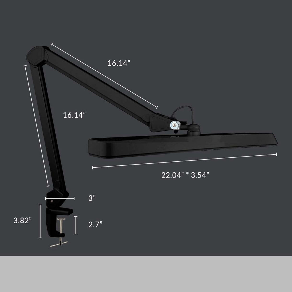 Modern LED Desk Lamp with Clamp, 2500 Lumens, 5 Light Modes, 22-inch, Black