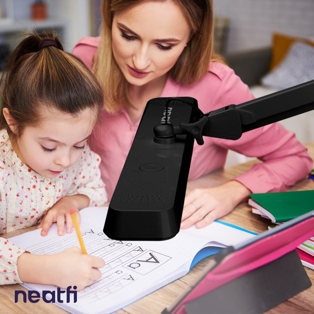 Modern LED Desk Lamp with Clamp, 2500 Lumens, 5 Light Modes, 22-inch, Black
