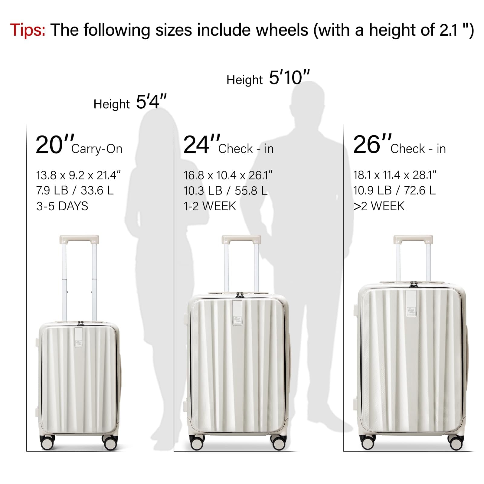 20 Inch Carry-On Luggage PC Hard Shell Suitcases for Travel Front Opening Aluminum Frame Tsa Luggage Rolling Suitcase with Wheels.(Jet Black)