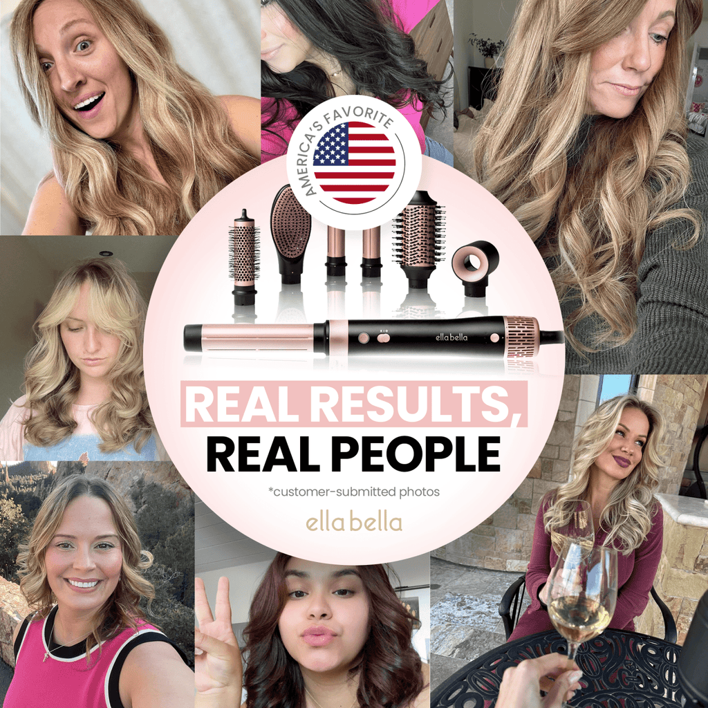 6 in 1 Professional Hot Air Styler • Powerful Hair Dryer &amp; Straightener Set • Fast Drying Curling Volumizing Straightening Styling • Includes Protective Travel Case (Black &amp; Rose Gold)